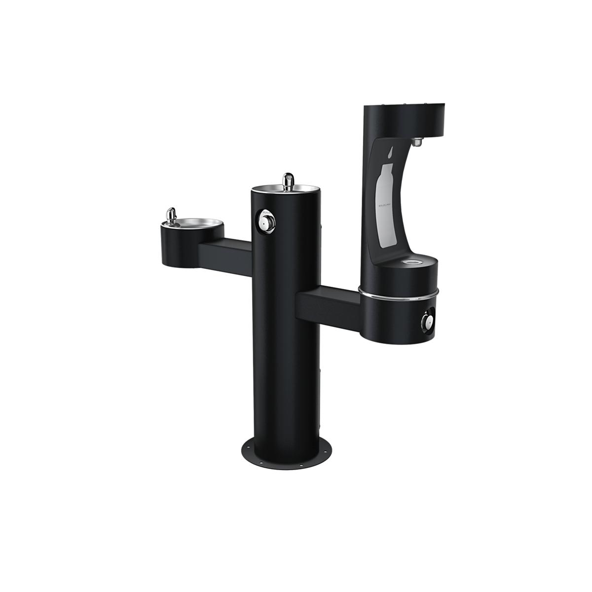 Elkay Outdoor ezH2O Tri-Level Bottle Filling Station, Non-Filtered, Non-Refrigerated, Black