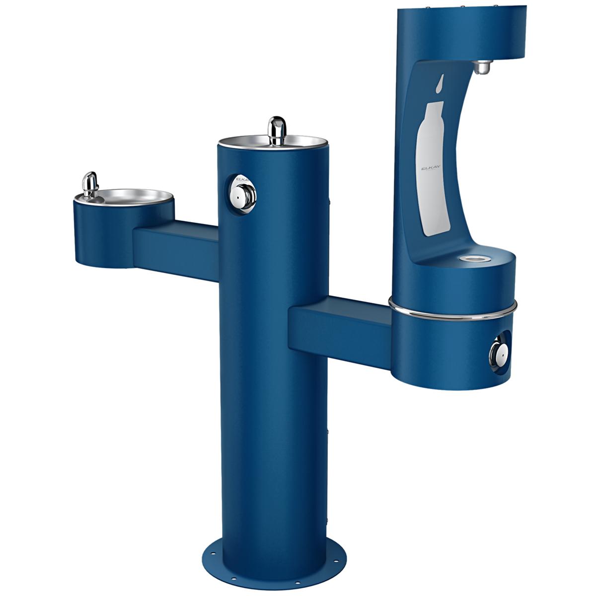 Elkay Outdoor ezH2O Tri-Level Bottle Filling Station, Non-Filtered, Non-Refrigerated, Blue