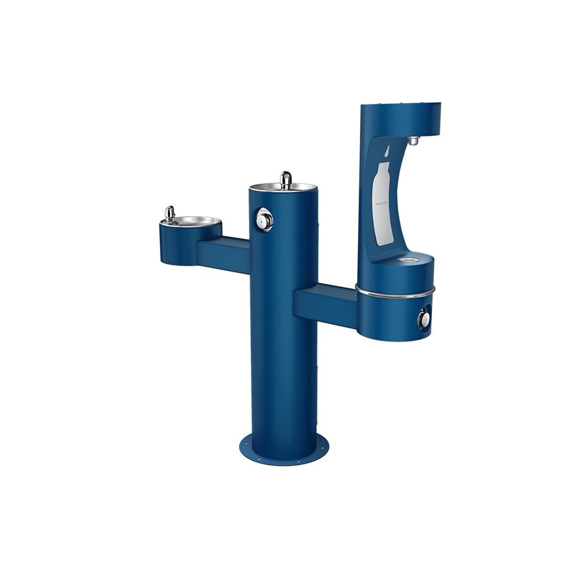 Elkay Outdoor ezH2O Tri-Level Bottle Filling Station, Non-Filtered, Non-Refrigerated, Blue
