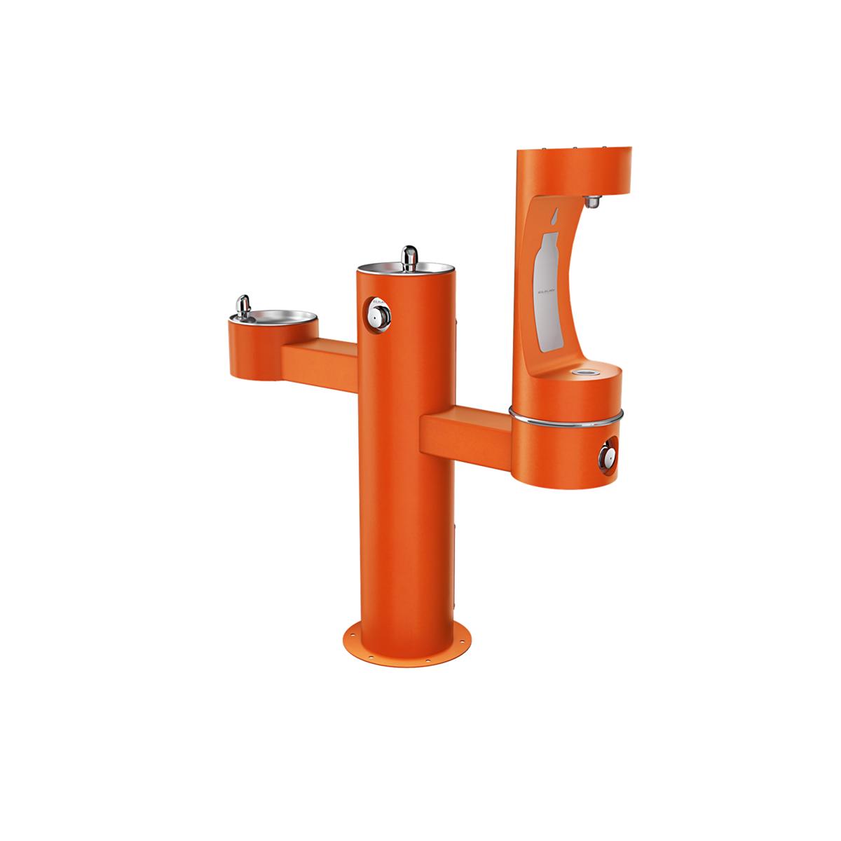 Elkay Outdoor ezH2O Lower Bottle Filling Station Tri-Level Pedestal, Non-Filtered Non-Refrigerated - FR Orange