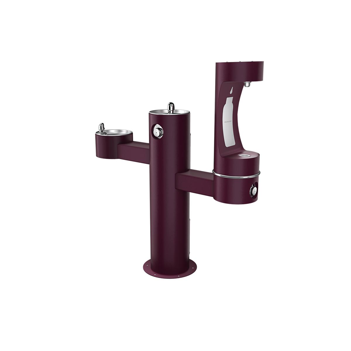 Elkay Outdoor ezH2O Lower Bottle Filling Station - Tri-Level Pedestal, Non-Filtered, Non-Refrigerated, Purple