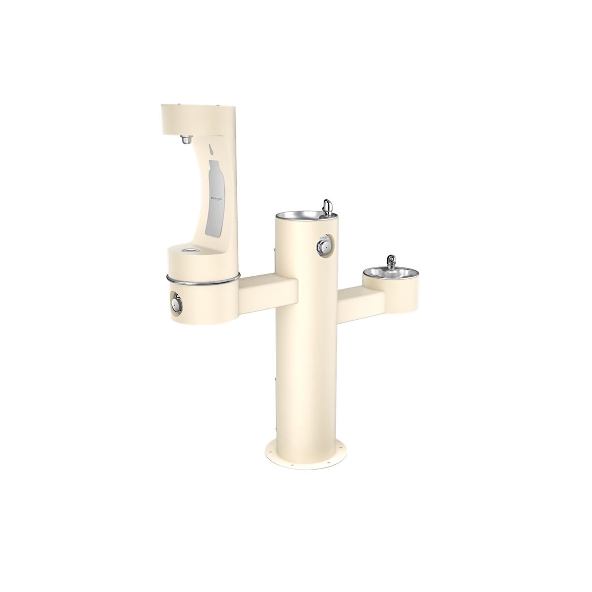 Elkay Outdoor ezH2O Middle Bottle Filling Station - Tri-Level Pedestal, Non-Filtered, Non-Refrigerated, Beige