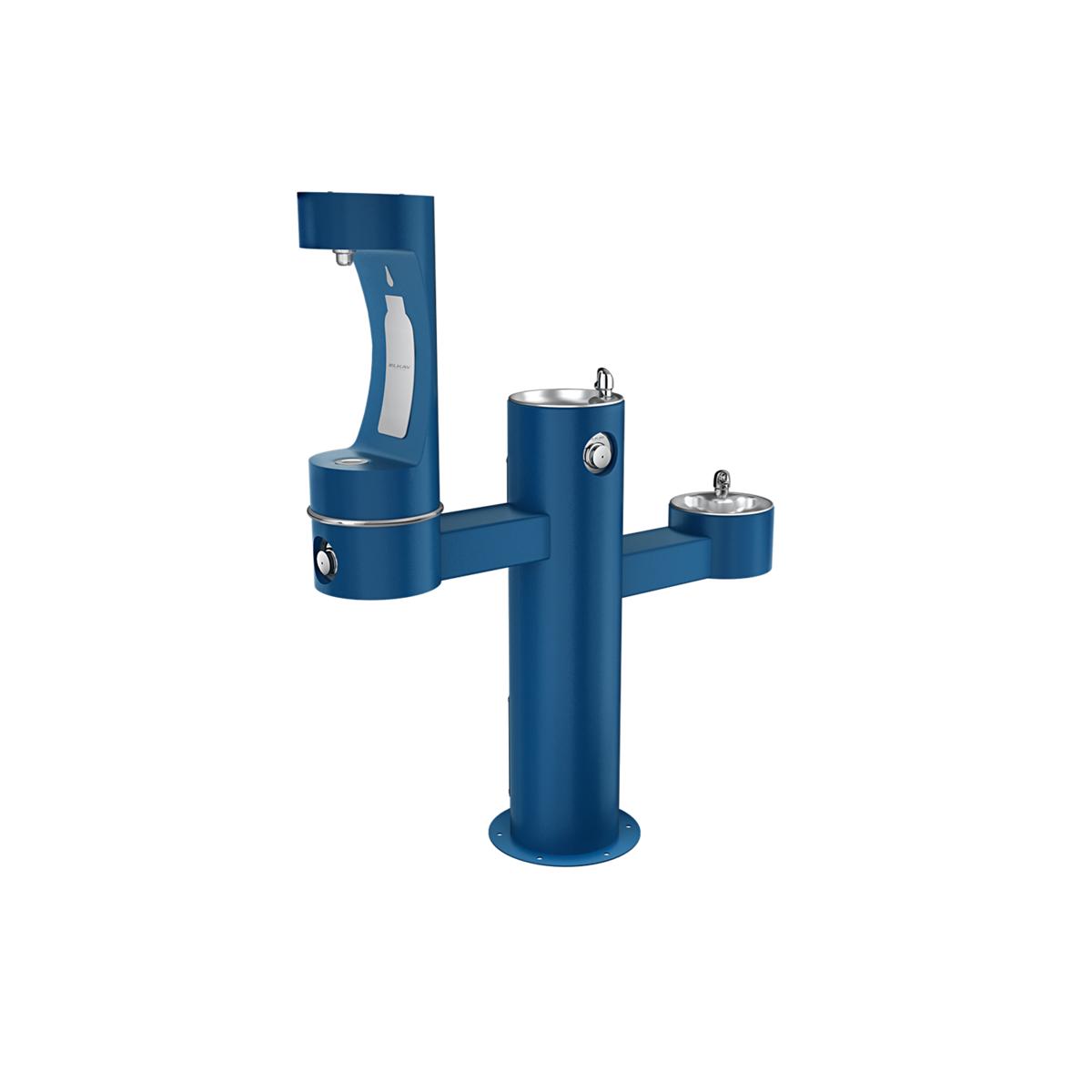 Elkay Outdoor ezH2O Middle Bottle Filling Station, Tri-Level Pedestal, Non-Filtered, Non-Refrigerated, Blue