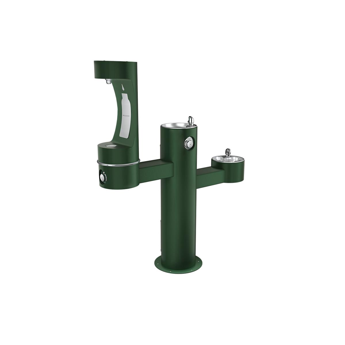 Elkay Outdoor ezH2O Tri-Level Bottle Filling Station, Non-Filtered, Non-Refrigerated, Evergreen