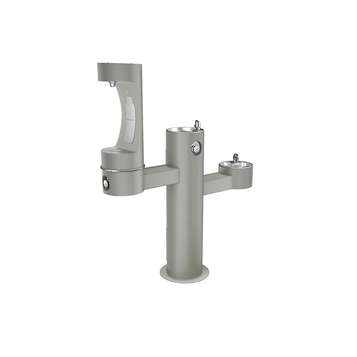 Elkay Outdoor ezH2O Middle Bottle Filling Station Tri-Level Pedestal, Non-Filtered Non-Refrigerated Gray