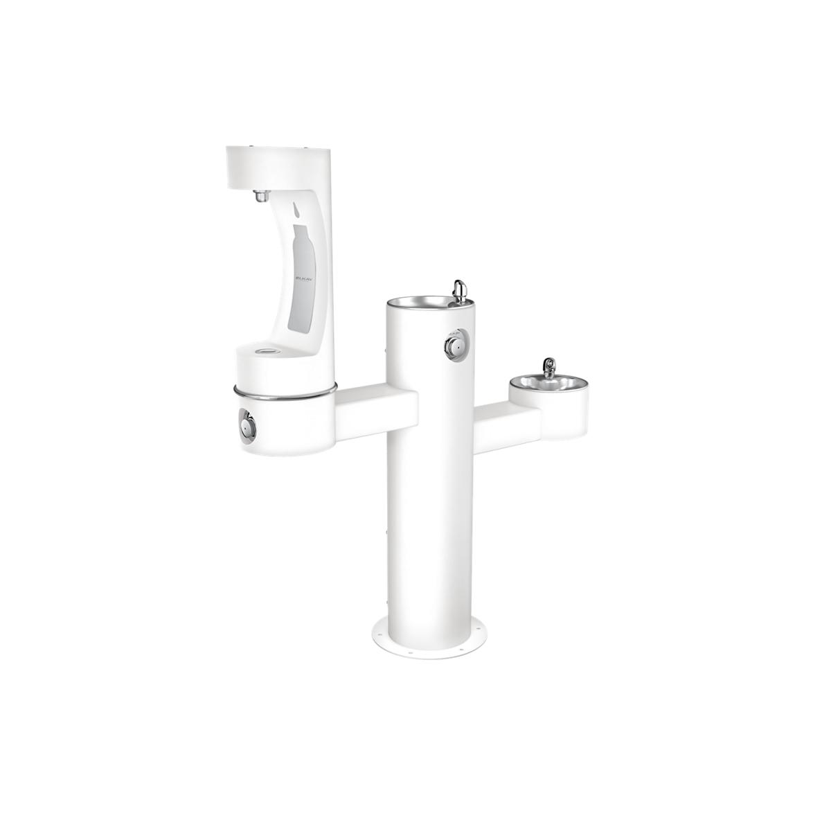 Elkay Outdoor ezH2O Tri-Level Bottle Filling Station - Non-Filtered, Non-Refrigerated, FR White