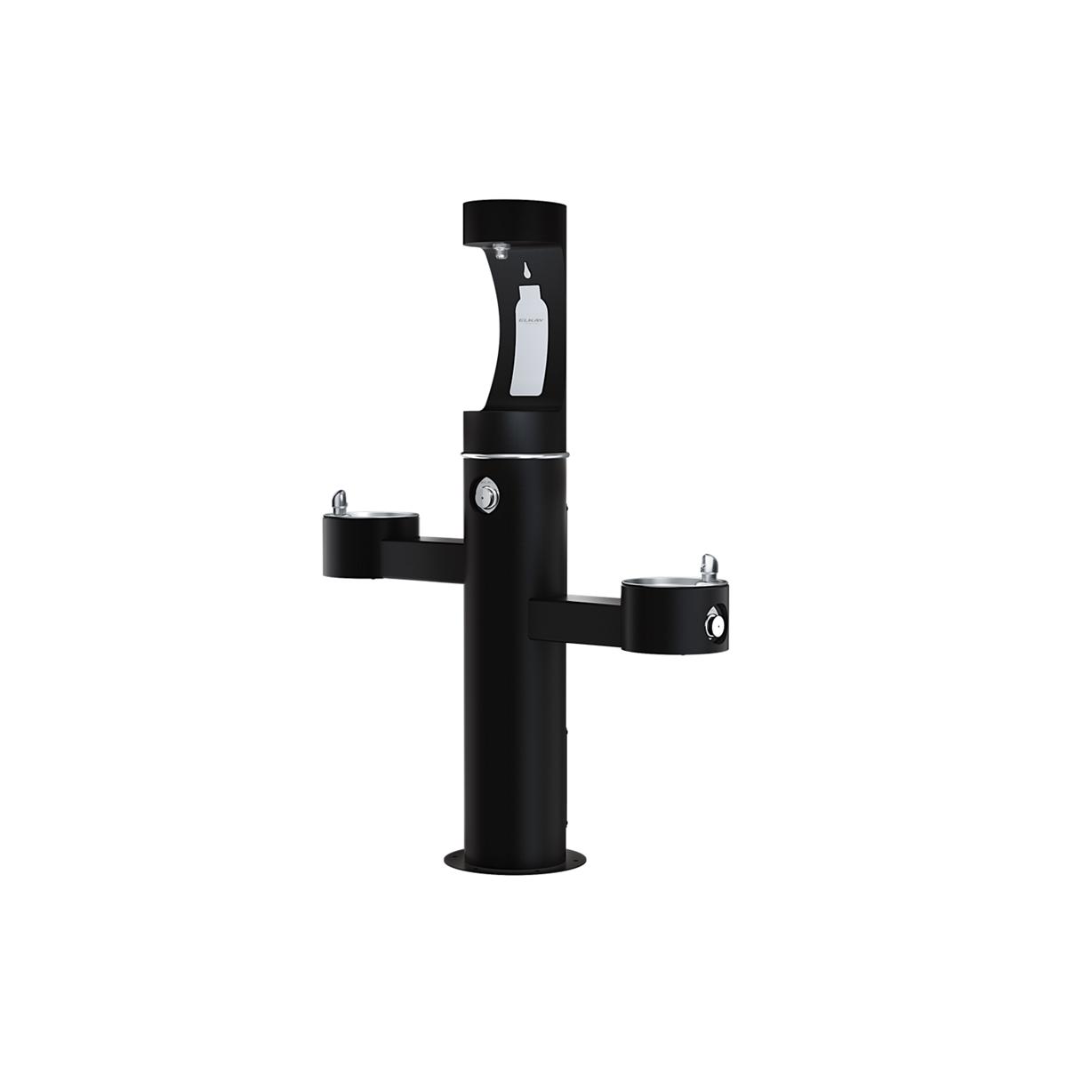 Elkay Outdoor ezH2O Upper Bottle Filling Station Tri-Level Pedestal, Non-Filtered, Non-Refrigerated, Black