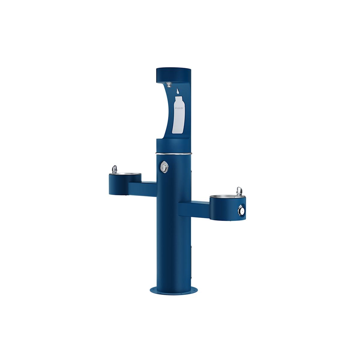 Elkay Outdoor ezH2O Upper Bottle Filling Station Tri-Level Pedestal, Non-Filtered, Non-Refrigerated, FR, Blue