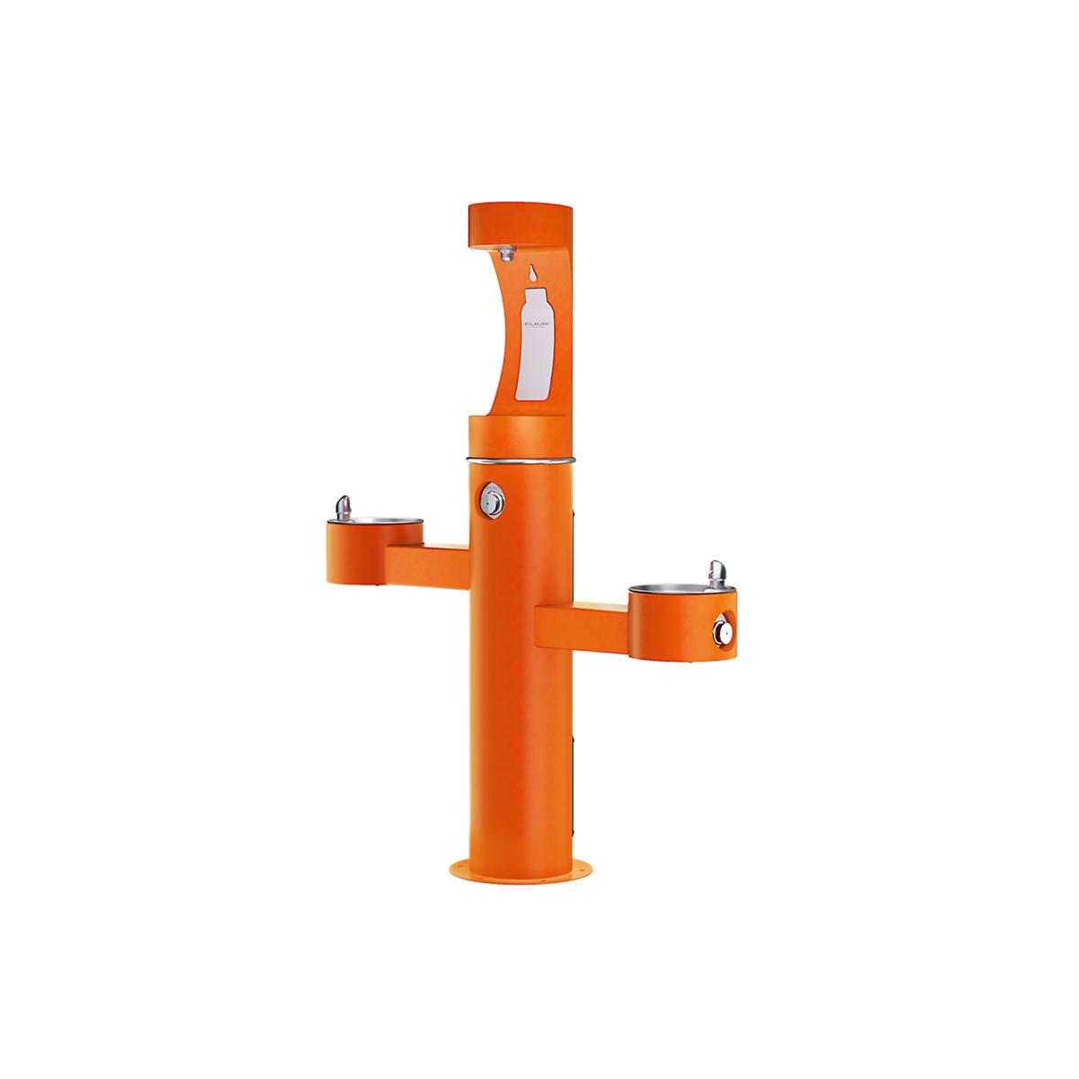 Elkay ezH2O Outdoor Tri-Level Bottle Filling Station, Non-Filtered, Non-Refrigerated, FR Orange
