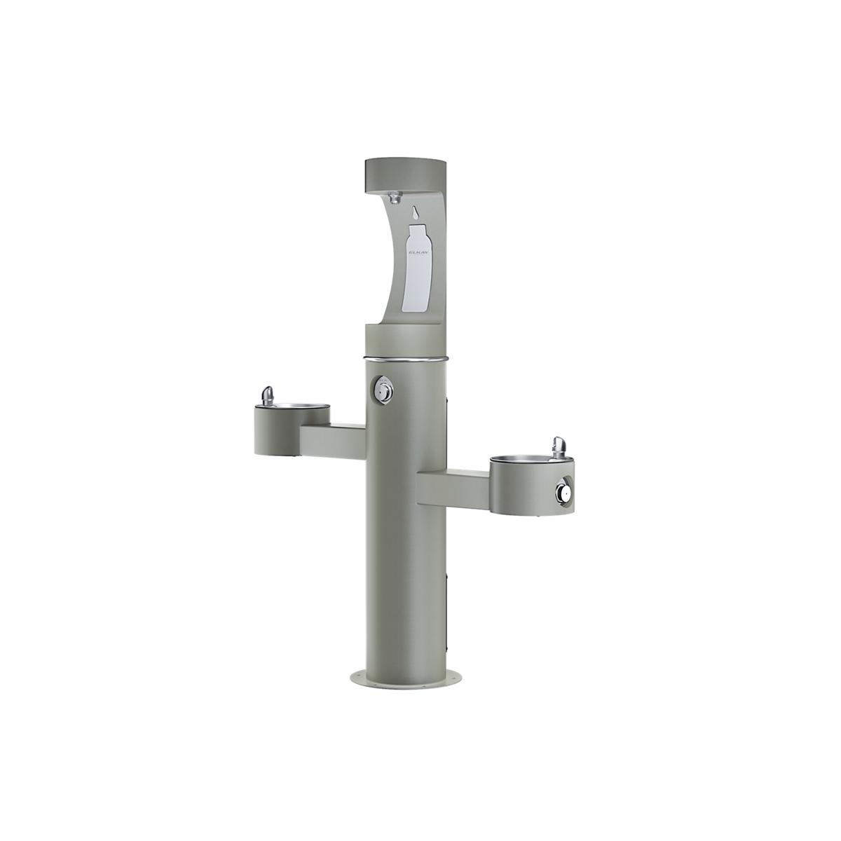 Elkay Outdoor ezH2O Upper Bottle Filling Station Tri-Level Pedestal, Non-Filtered Non-Refrigerated Gray