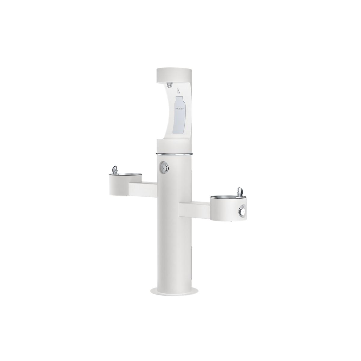 Elkay Outdoor ezH2O Upper Bottle Filling Station Tri-Level Pedestal, Non-Filtered, Non-Refrigerated, White