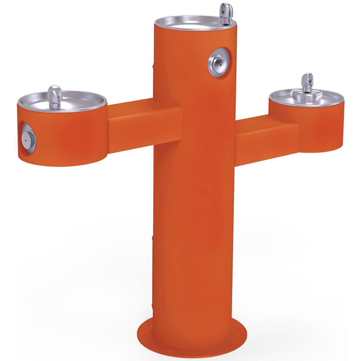 Elkay Tri-Level Outdoor Fountain Pedestal, Non-Filtered, Non-Refrigerated, Orange