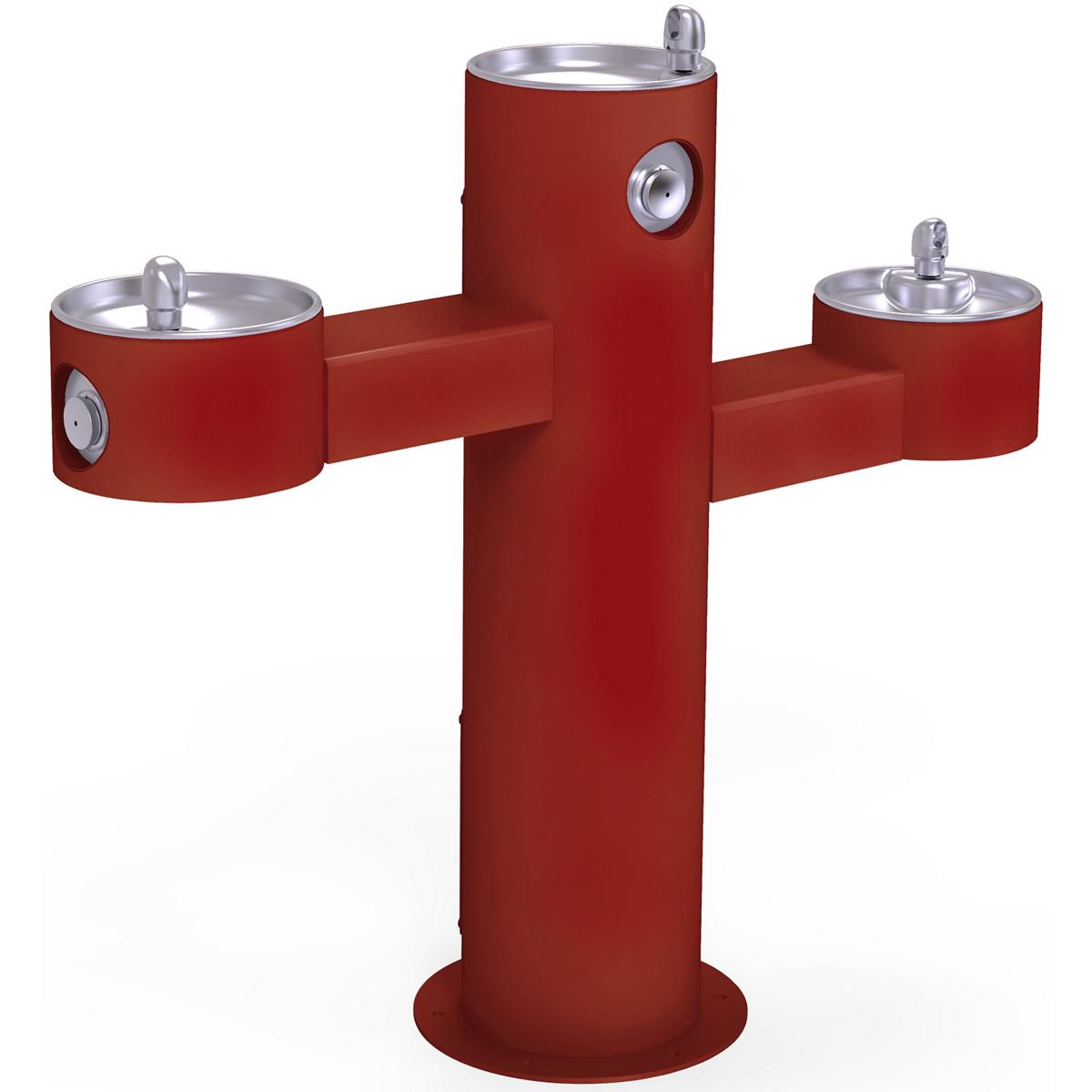 Elkay Outdoor Fountain Tri-Level Pedestal Non-Filtered Non-Refrigerated Red