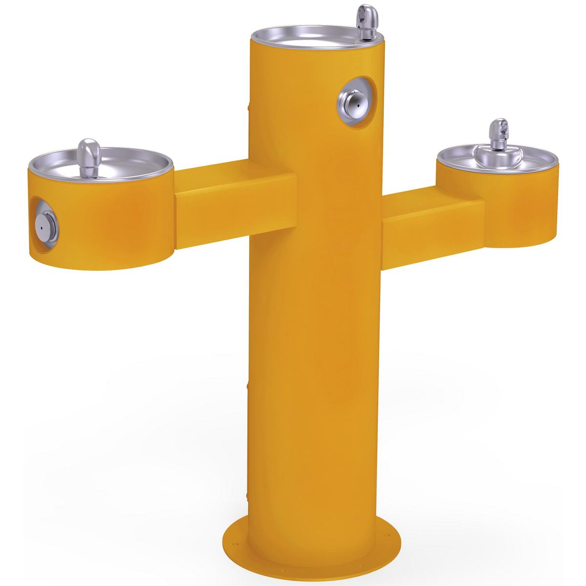 Elkay Outdoor Fountain Tri-Level Pedestal Non-Filtered, Non-Refrigerated Yellow