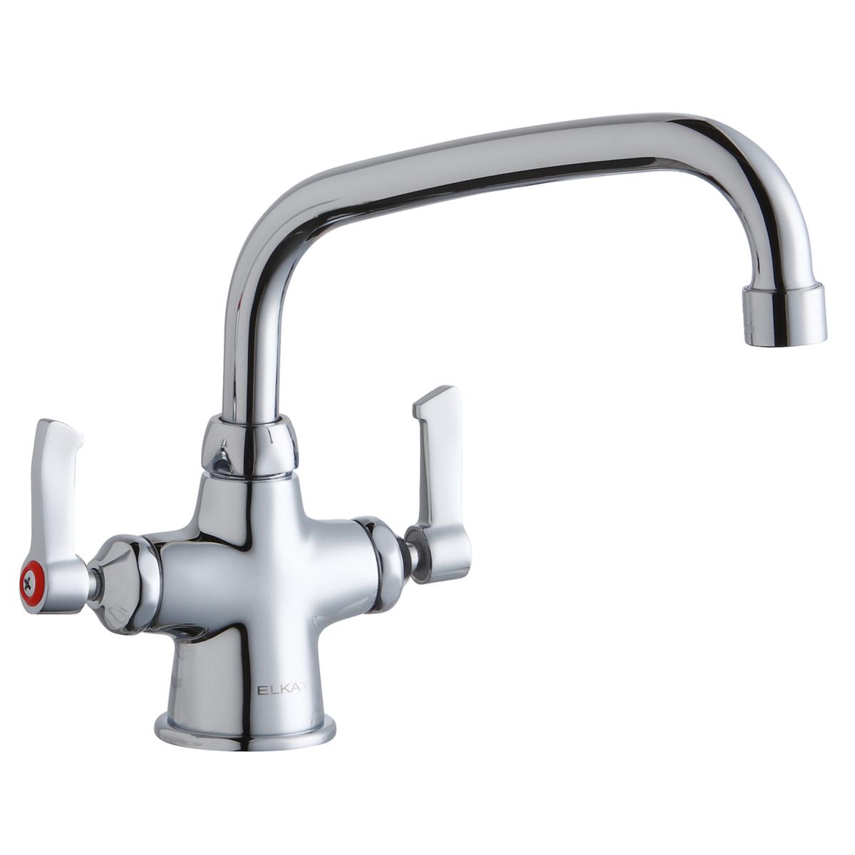 Elkay Single Hole Faucet with Concealed Deck and 8" Arc Tube Spout, 2" Lever Handles, Chrome