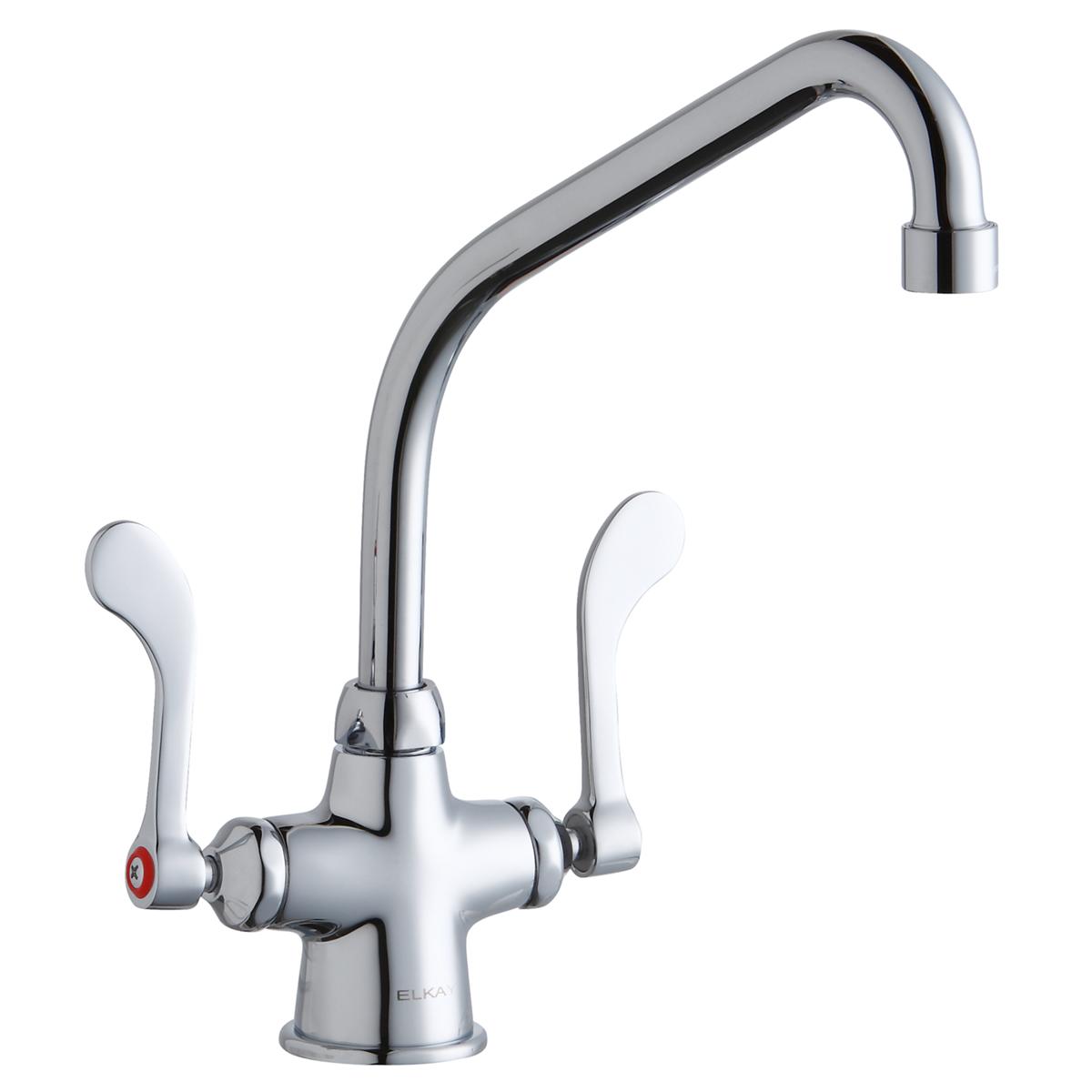 Elkay Single Hole Faucet with 8" High Arc Spout and 4" Wristblade Handles - Chrome