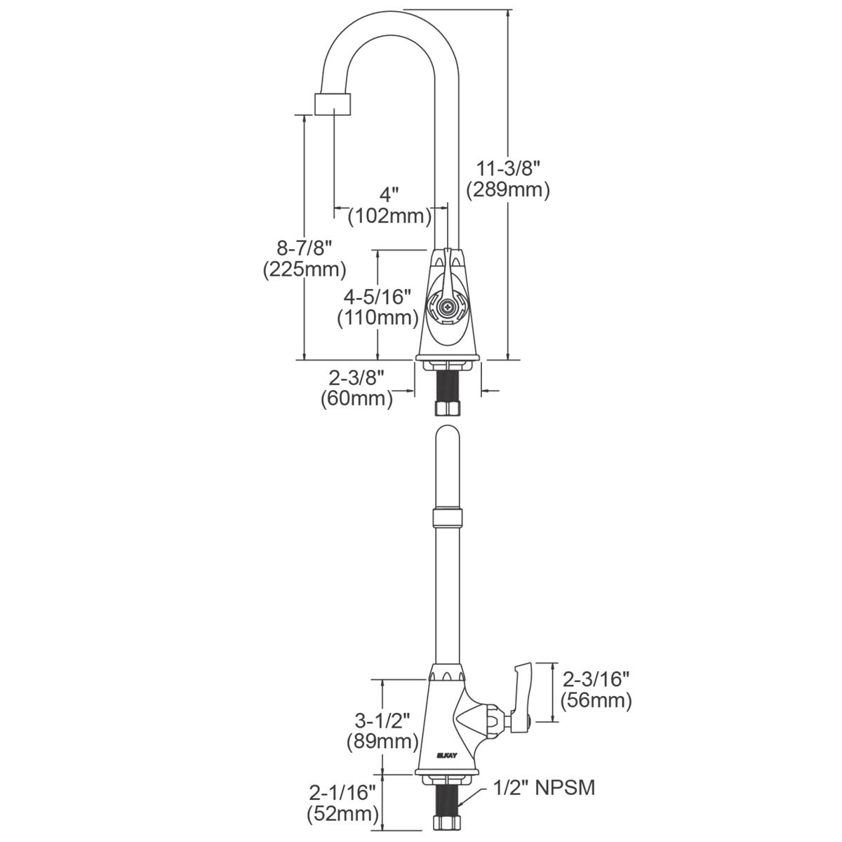 Elkay Single Hole Faucet with Gooseneck Spout and Lever Handle - Chrome