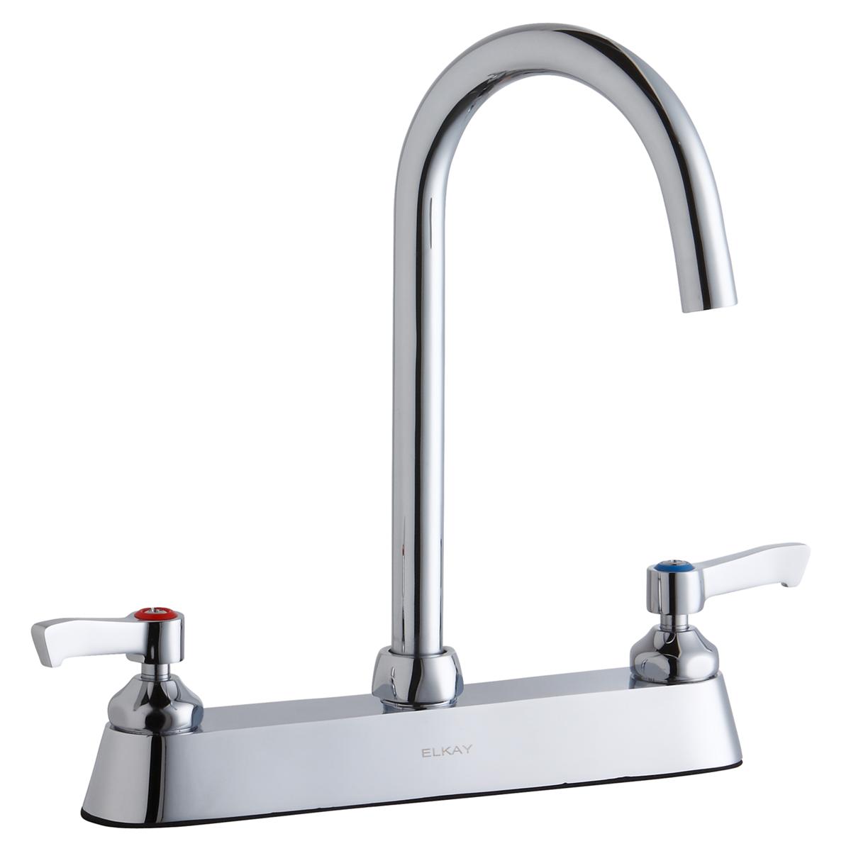 Elkay 8" Centerset Laminar Flow Faucet with 5" Gooseneck Spout and 2" Lever Handles - Chrome