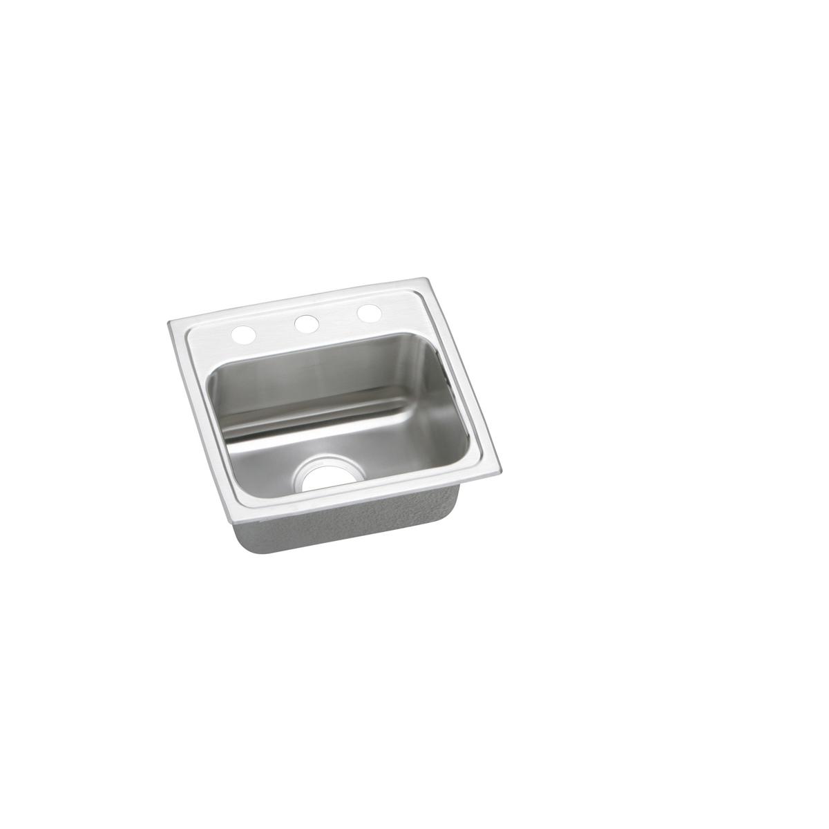 Elkay Lustertone Classic Stainless Steel 17" x 16" x 6", 3-Hole Single Bowl Drop-in ADA Sink with Quick-clip