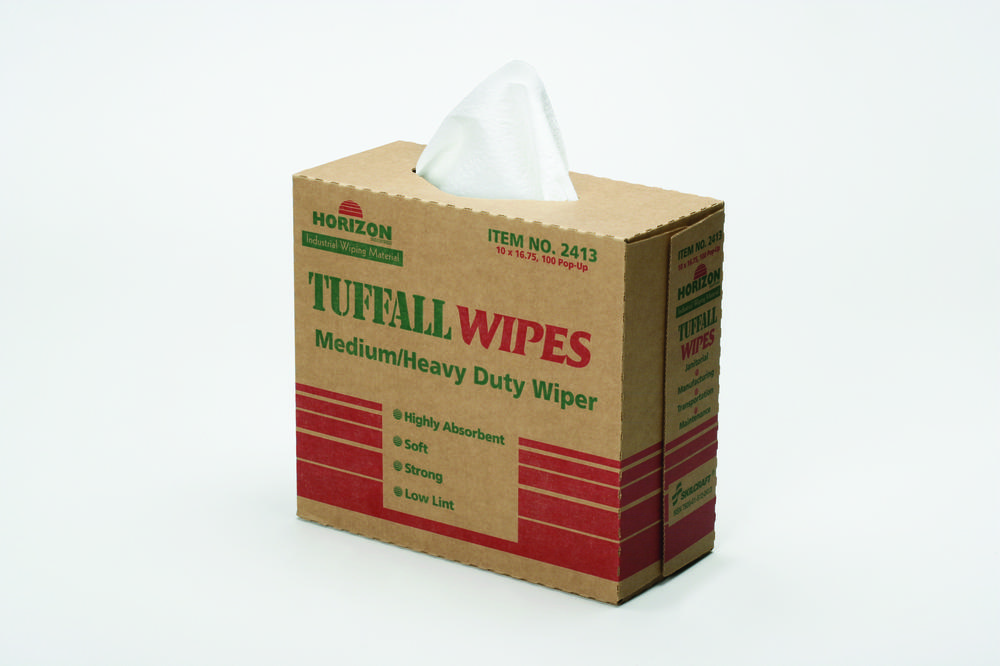 Tuffall Wipes, Medium Duty, White, 9-3/4 x 16-1/2, DRC - 100 sheets/BX