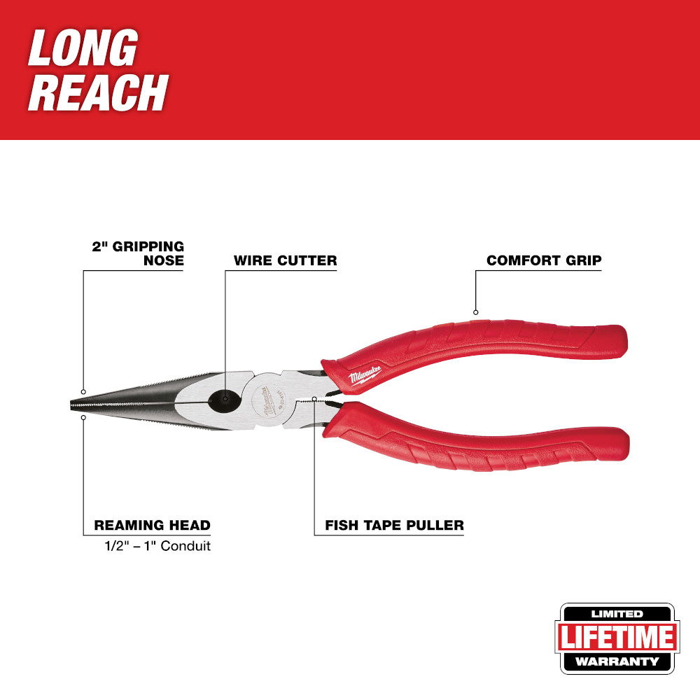 8" Grip L Nose Pliers