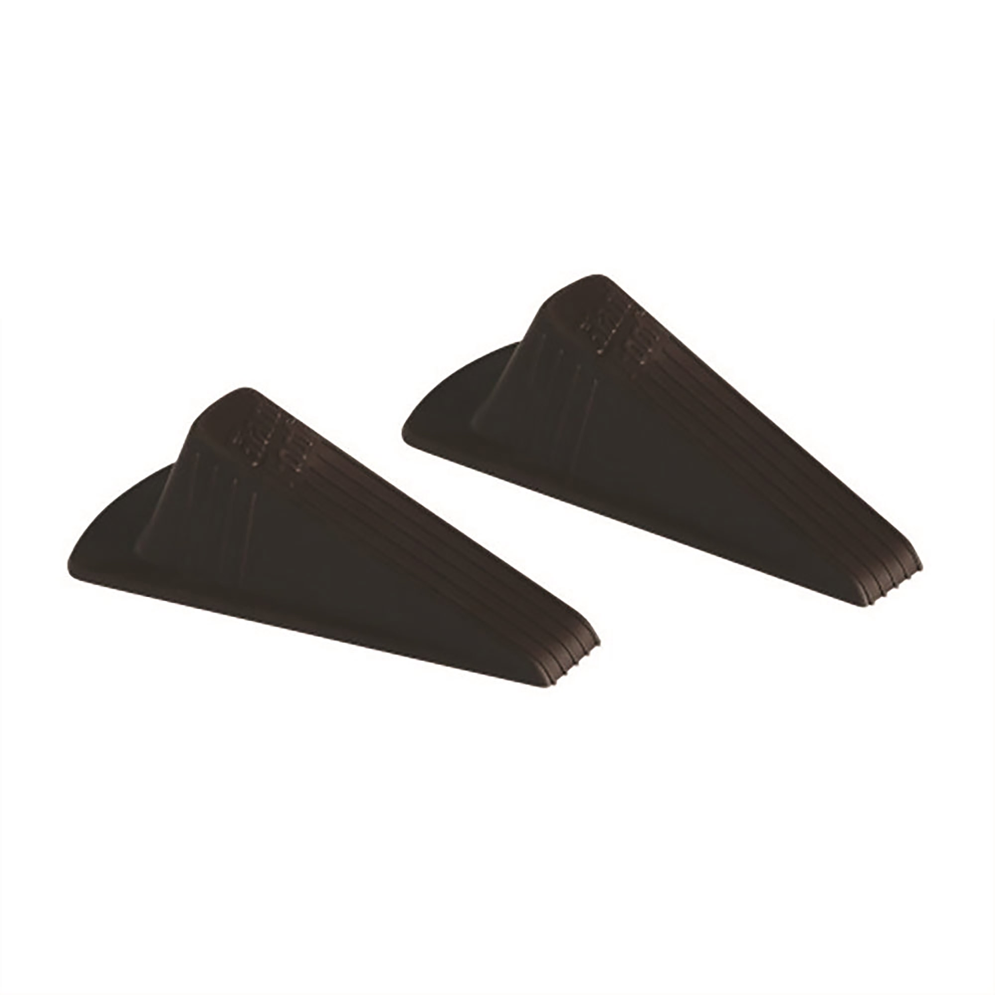 Doorstop, No-Slip, Wedge Style, Rubber, Extra Large, Brown, 2/PK