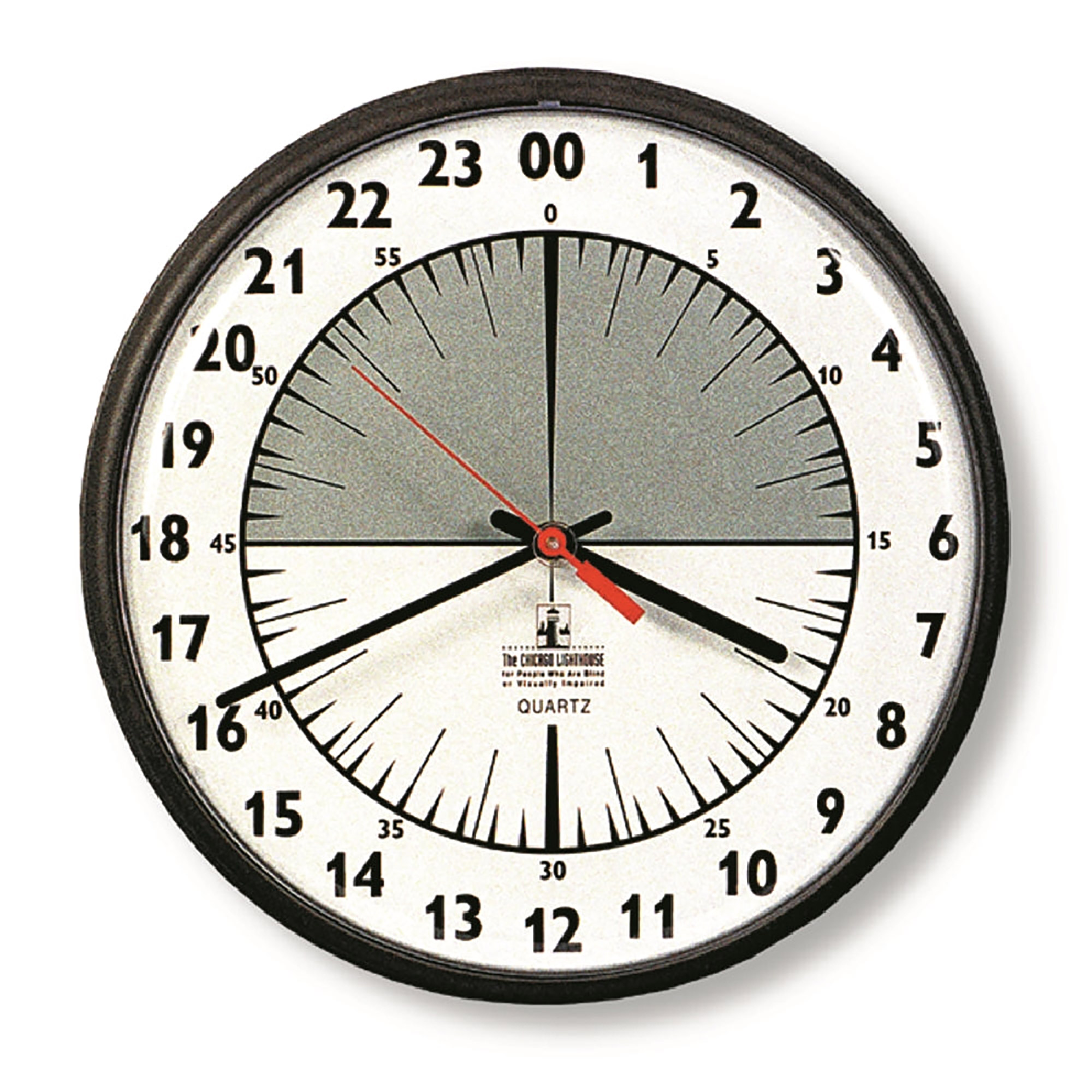 Clock, Wall, 24 Hour, Quartz, Slimline, Black, 12-3/4" Diameter - Each