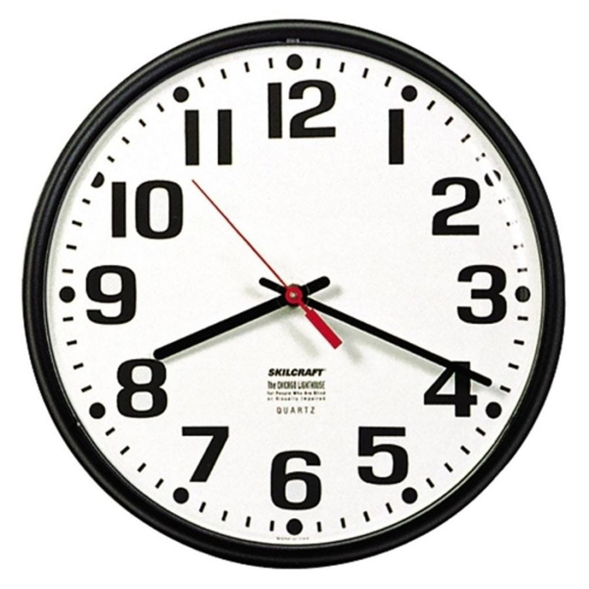 Clock, Wall, Slimline, Black, 12-3/4" Diameter, Quartz - Each