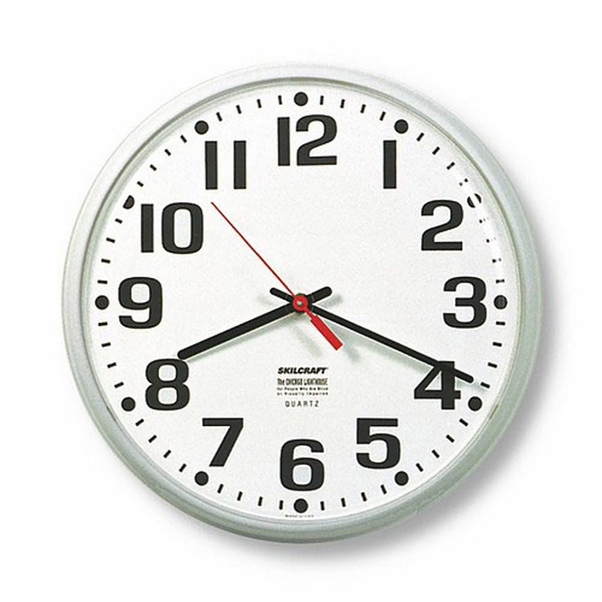 Clock, Wall, Slimline, White, 12-3/4" Diameter, Quartz - Each