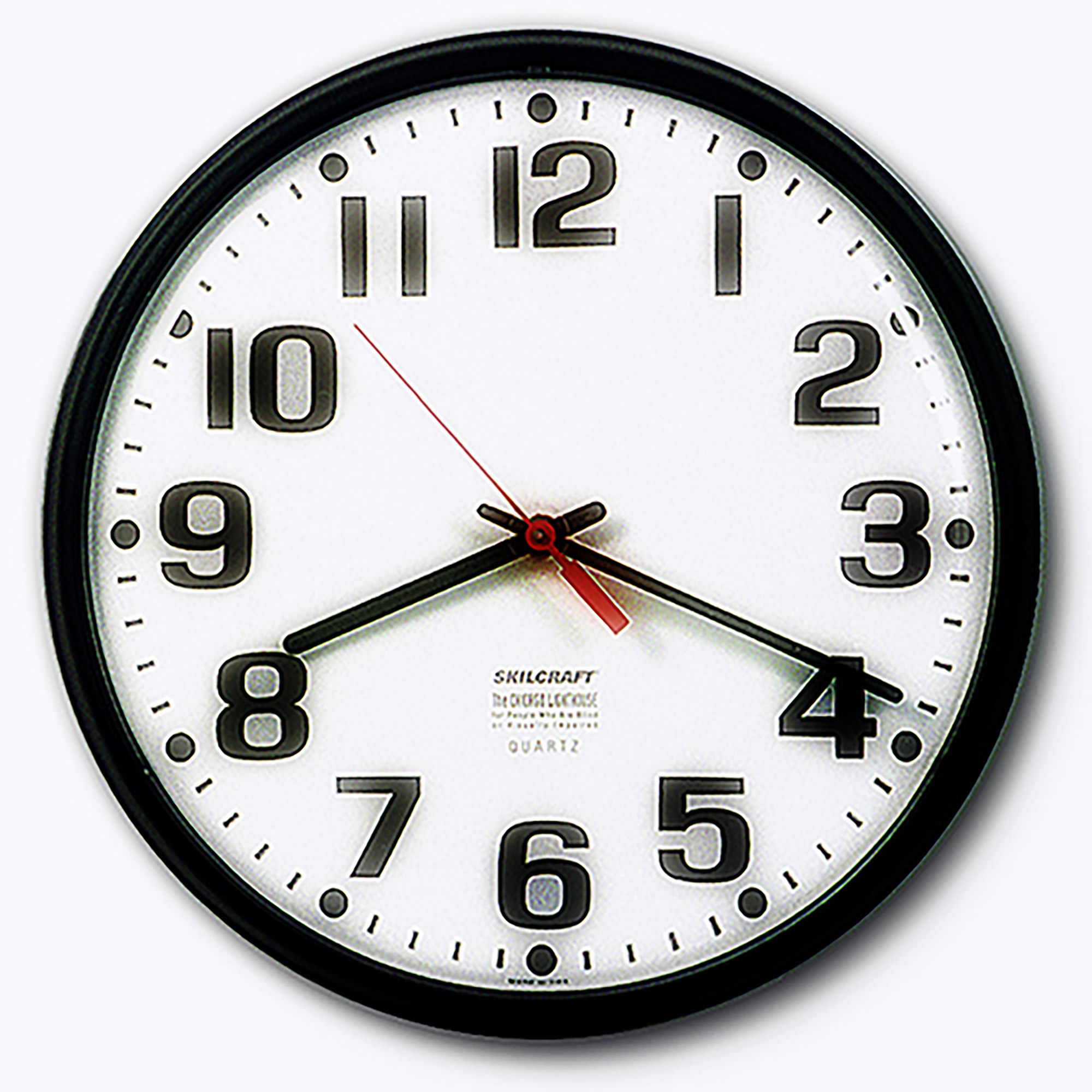 Clock, Wall, Slimline, Black, 9-1/4" Diameter, Quartz - Each