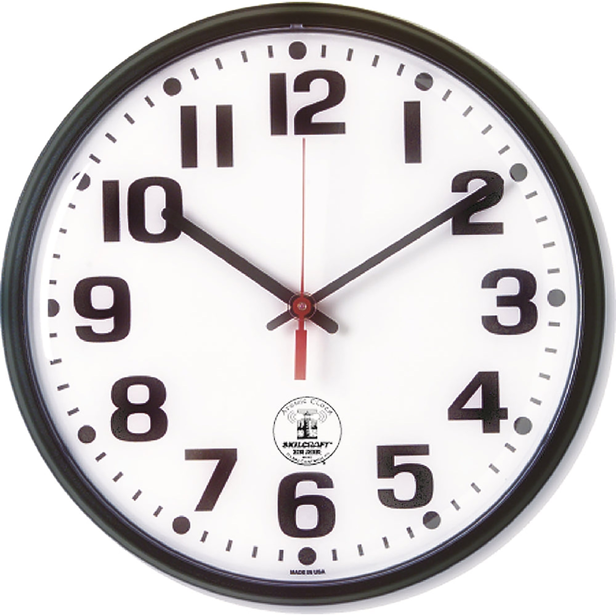 Clock, Wall, Atomic, Black, 12 3/4" Diameter - Each