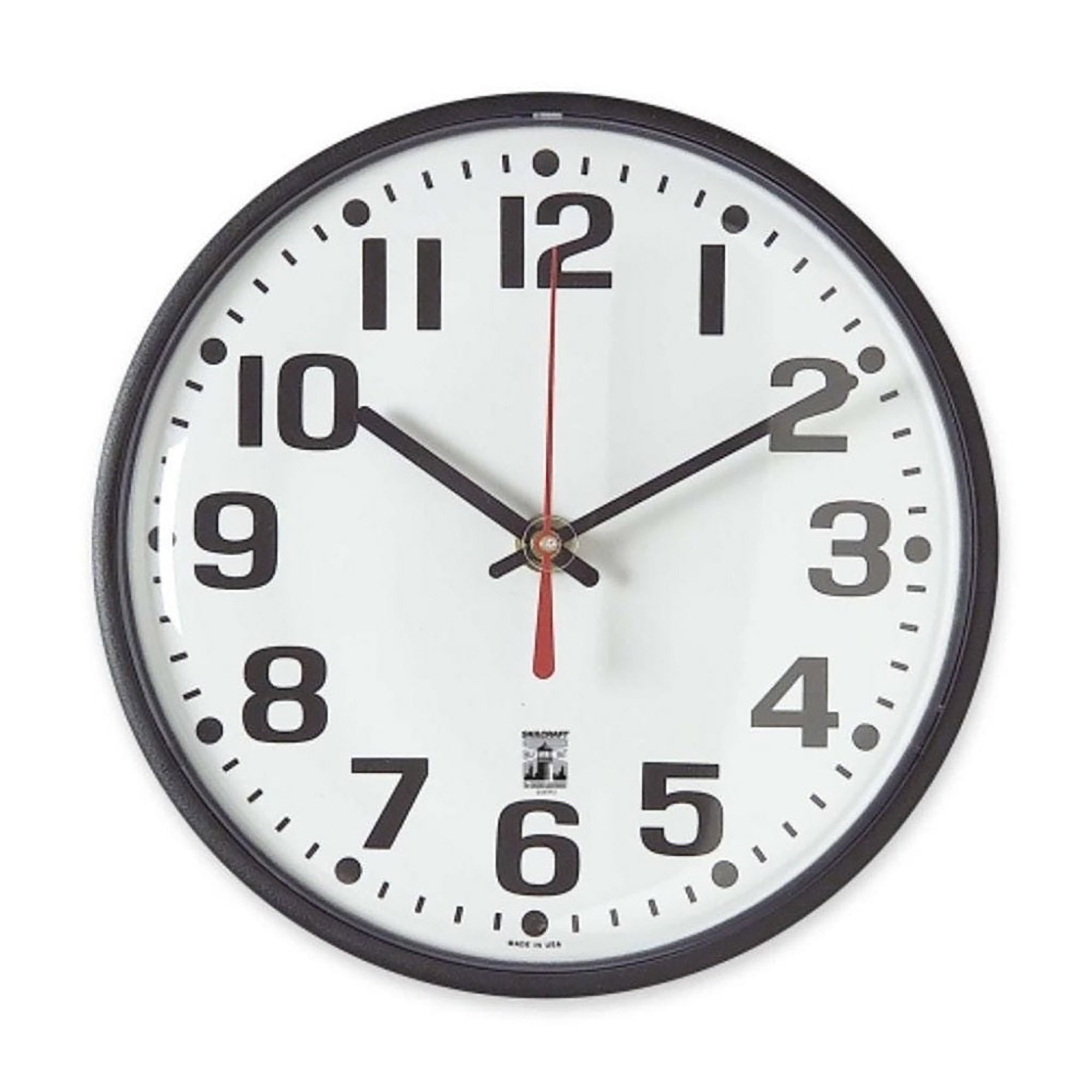 Clock, Wall, Self-Set, Black, 8" Diameter - Each