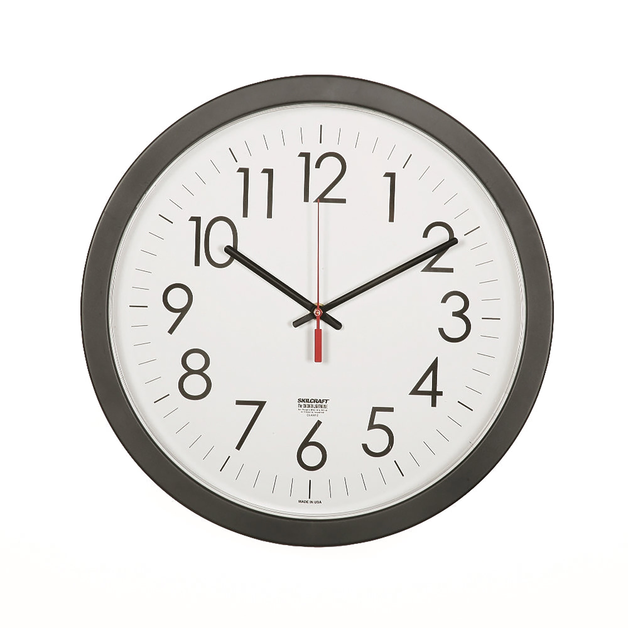 Clock, Wall, Quartz, Black 14.5" Diameter - Each