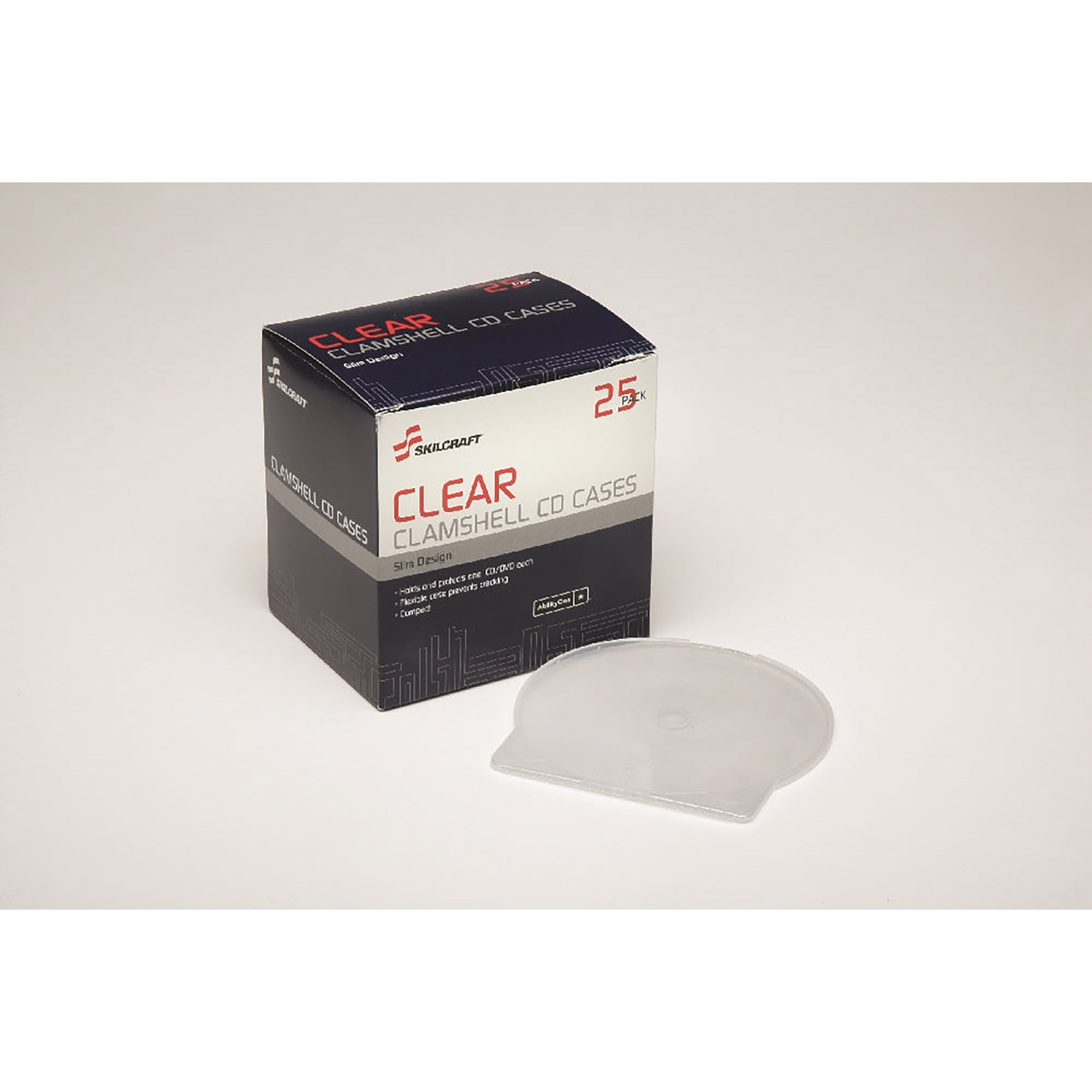 CD/DVD Case, Clamshell, Clear - 25/PK