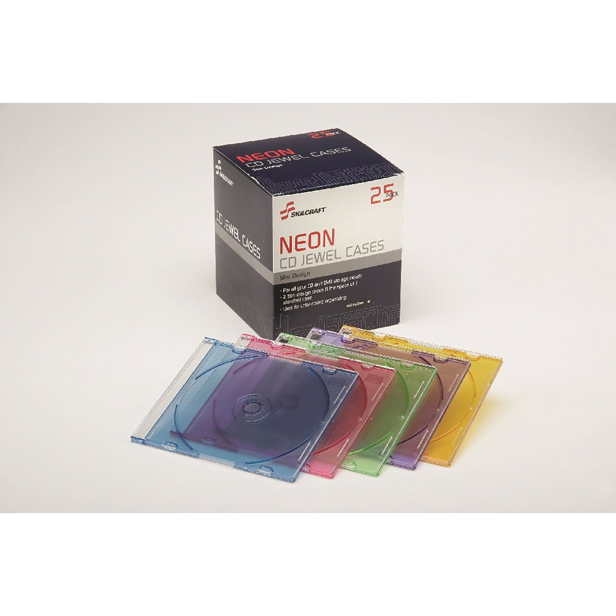 CD/DVD Case, Slim, Multi-Color - 25/PK