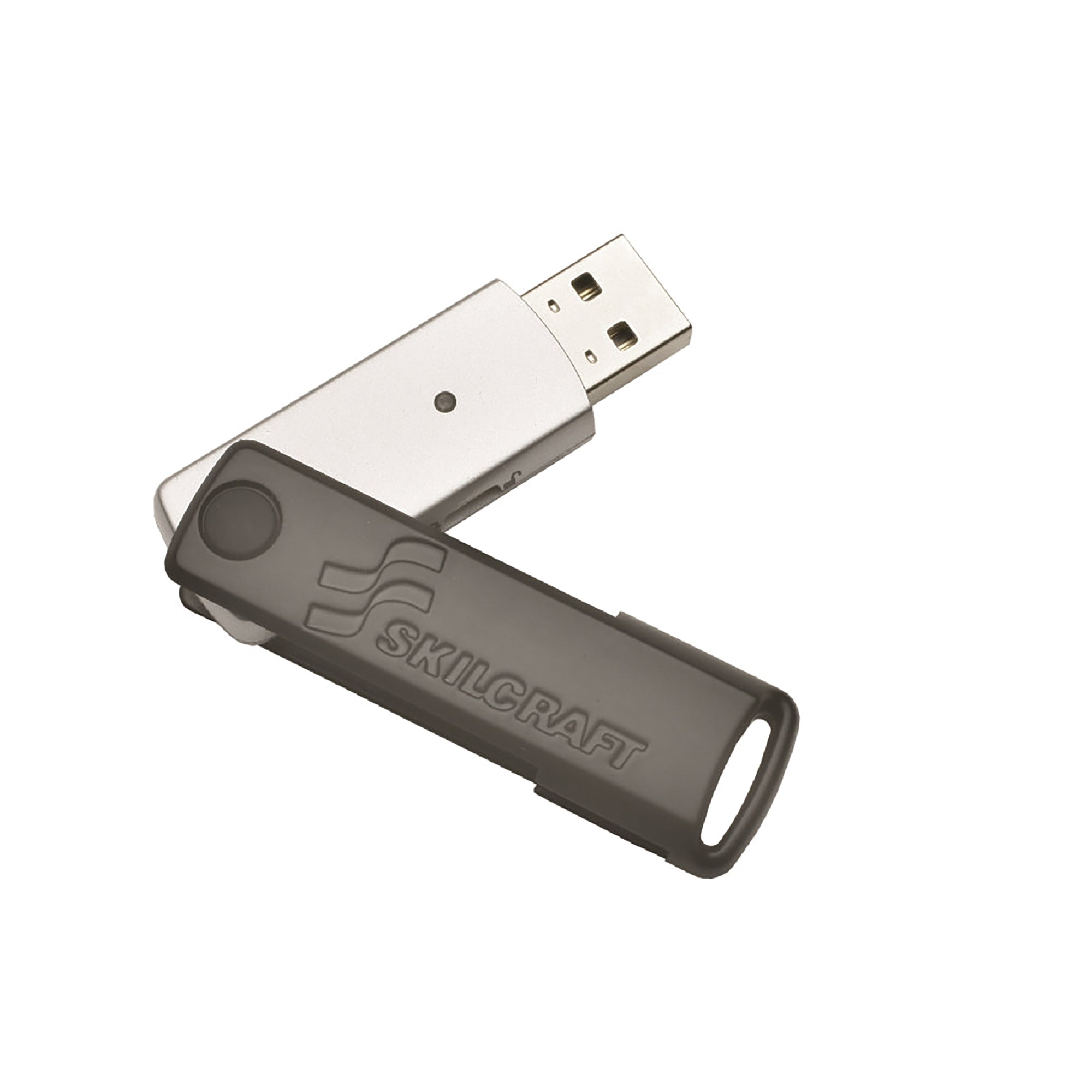 USB Flip Drive, Water Resistant, Silver/Black, 2GB - Each