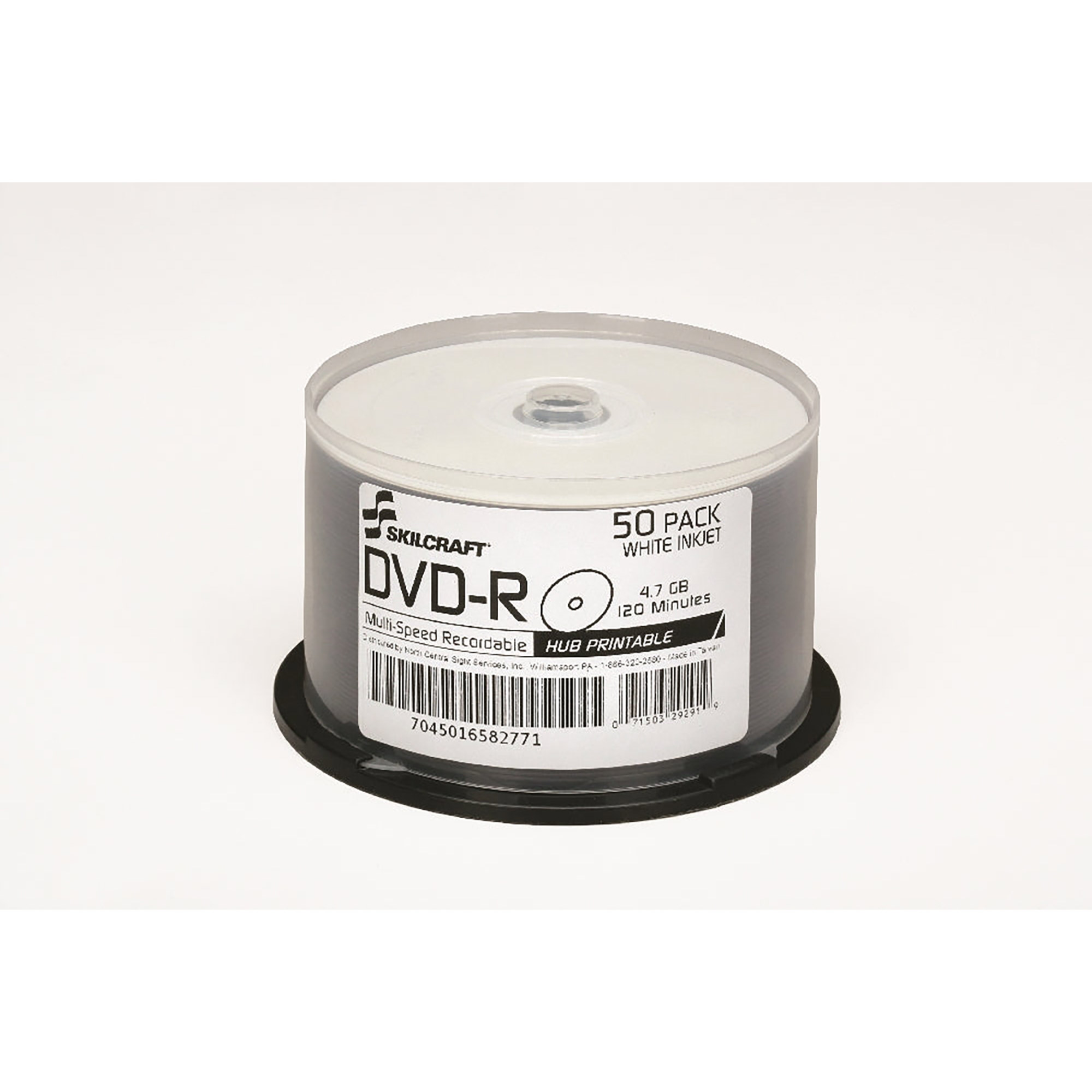 Blank Media Discs, Dvd-R, Inkjet Printable, White, 16X, 4.7Gb, 50 Pack Spindle