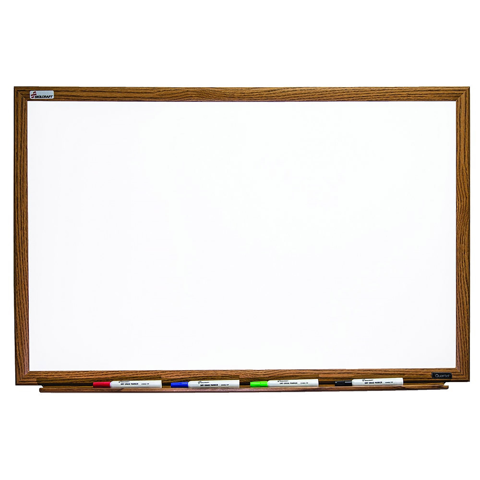 White Board, Dry Erase, Magnetic Porcelain Surface, Oak Finish Frame, 3' x 2' - Each
