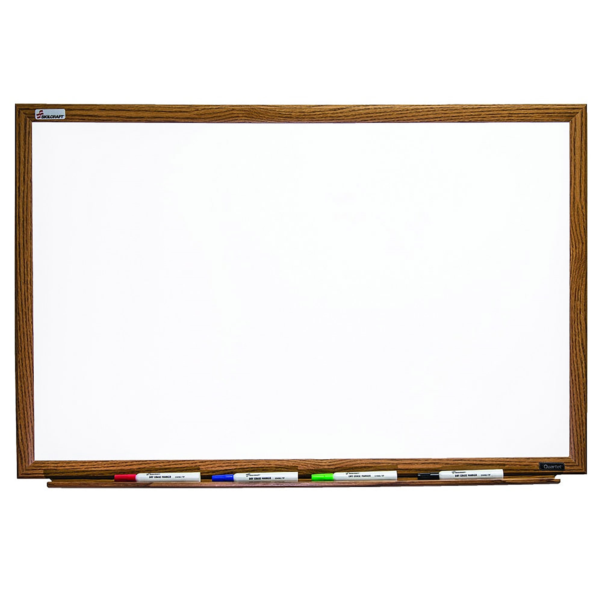 White Board, Dry Erase, Magnetic Porcelain Surface, Oak Finish Frame, 4' x 3' - Each