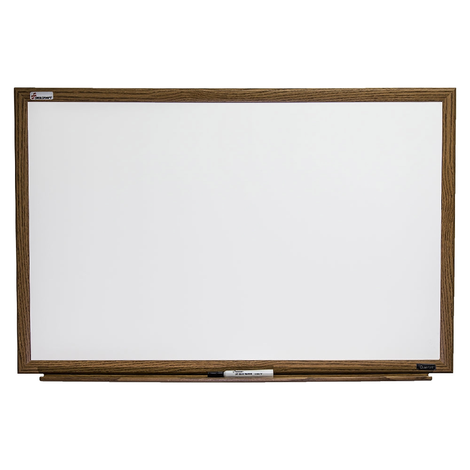 Dry Erase White Board, Melamine Surface, Oak Finish, 36" x 24" - Each