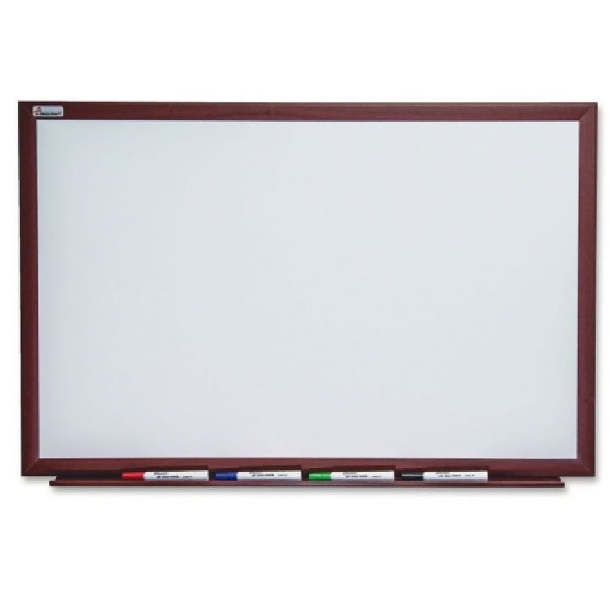 White Board, Dry Erase, Magnetic Porcelain Surface, Mahogany Finish Frame, 6' x 4' - Each