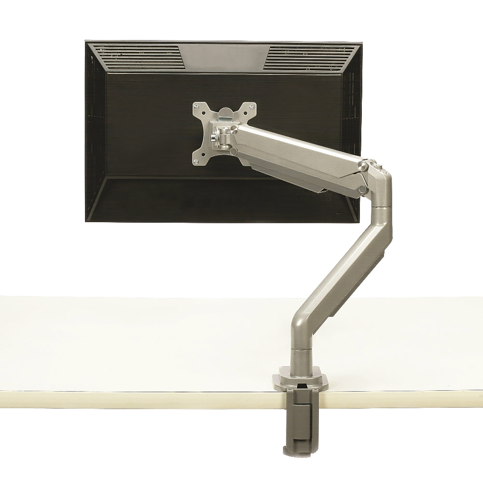 Monitor Arm, Ergonomic, One-Touch Adjustable, Silver Grey - Each