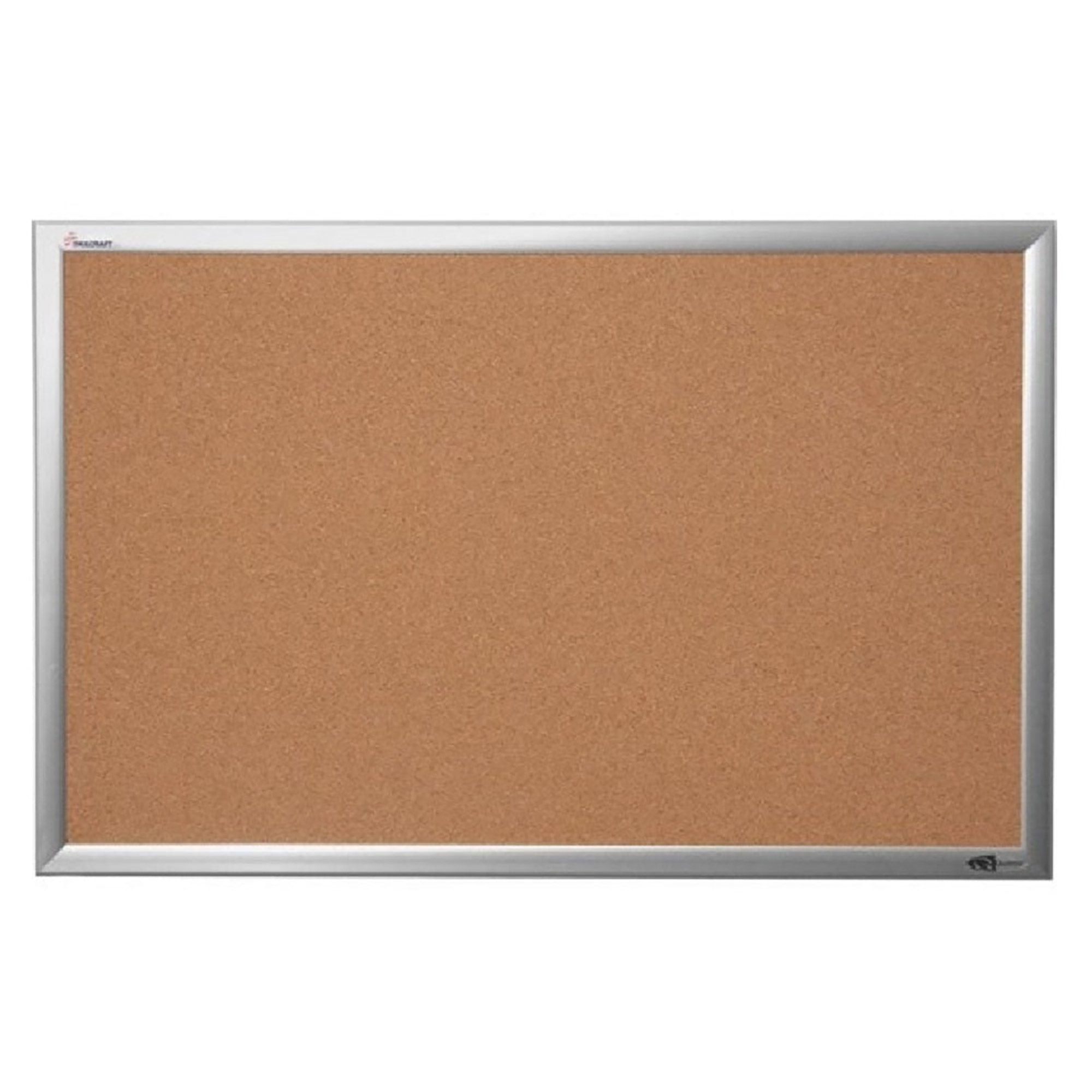 Bulletin Board, Natural Cork, 36" x 24", Aluminum Frame - Each