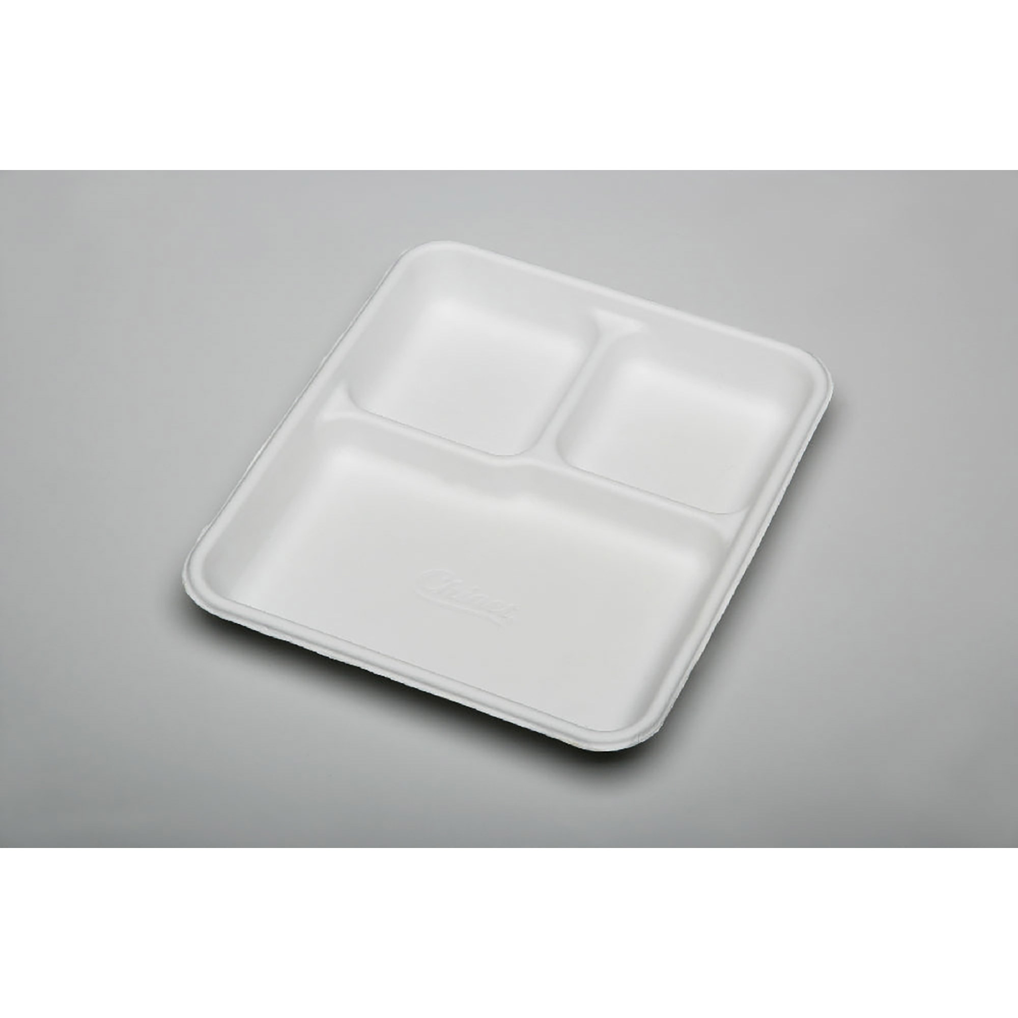 Plate, Paper, Disposable, 3-Compartmented Tray, Rectangular, White, 8" x 10" - 500/BX