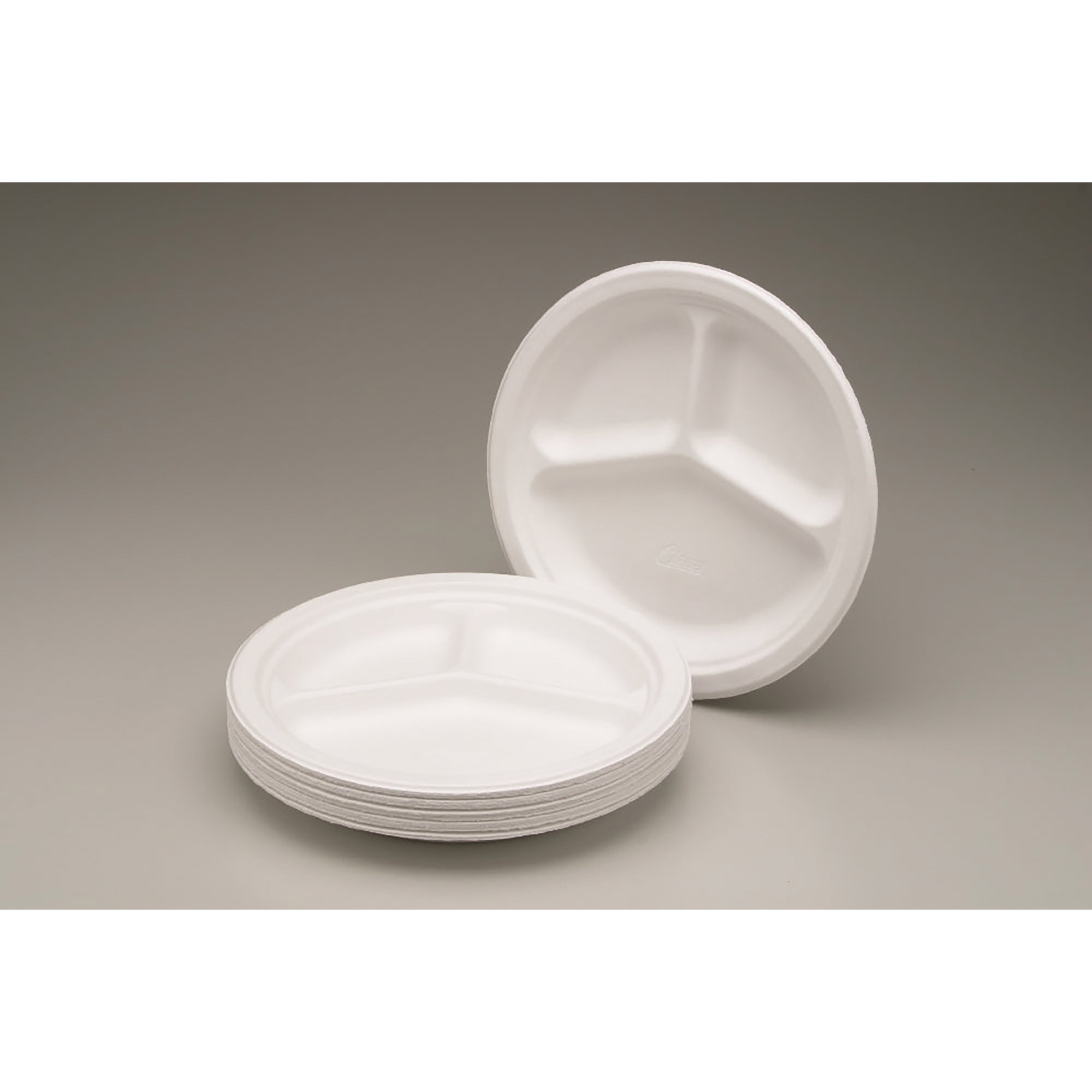 Plate, Paper, 3 Compartment, White, 10-1/4" Diameter, Prime Compliant - 500/BX