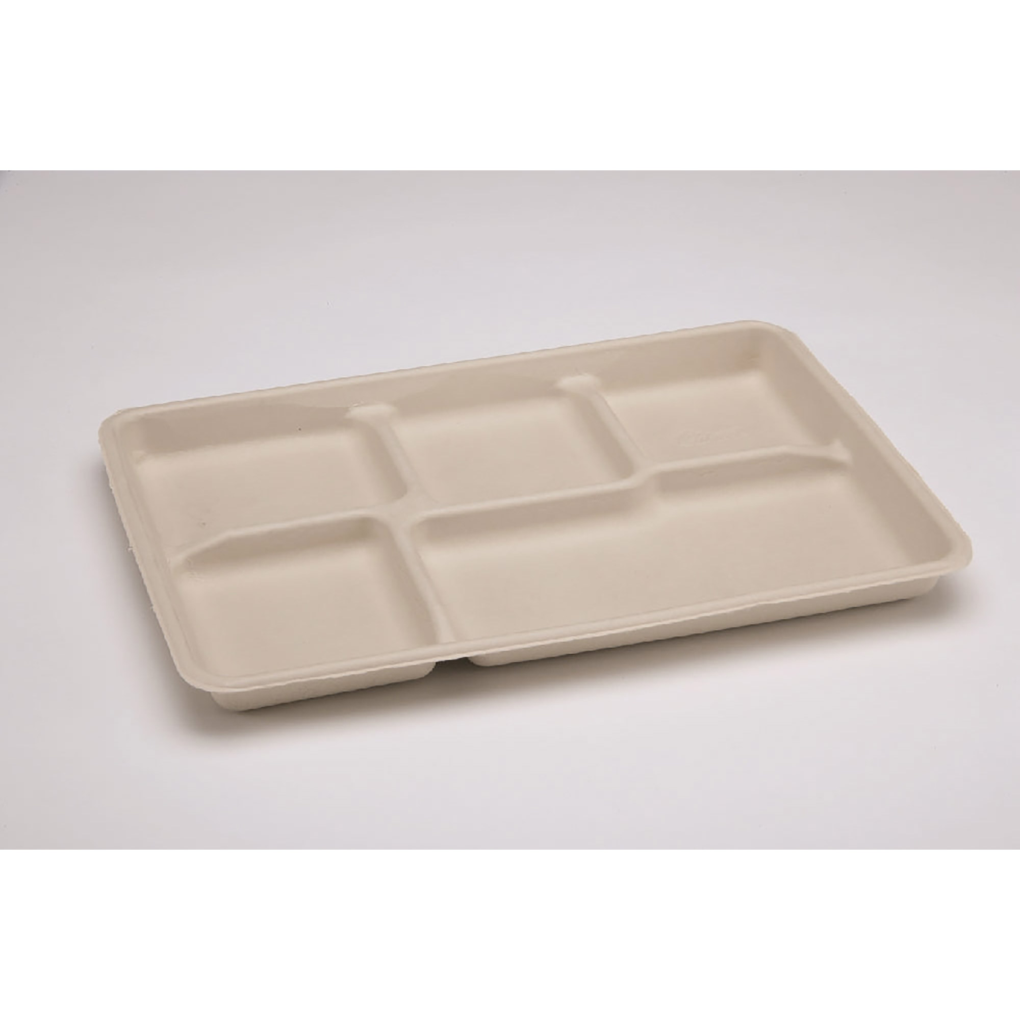 Tray, Mess, 5 Compartment, Tan, 12-1/2" x 8-1/2" - 500/BX