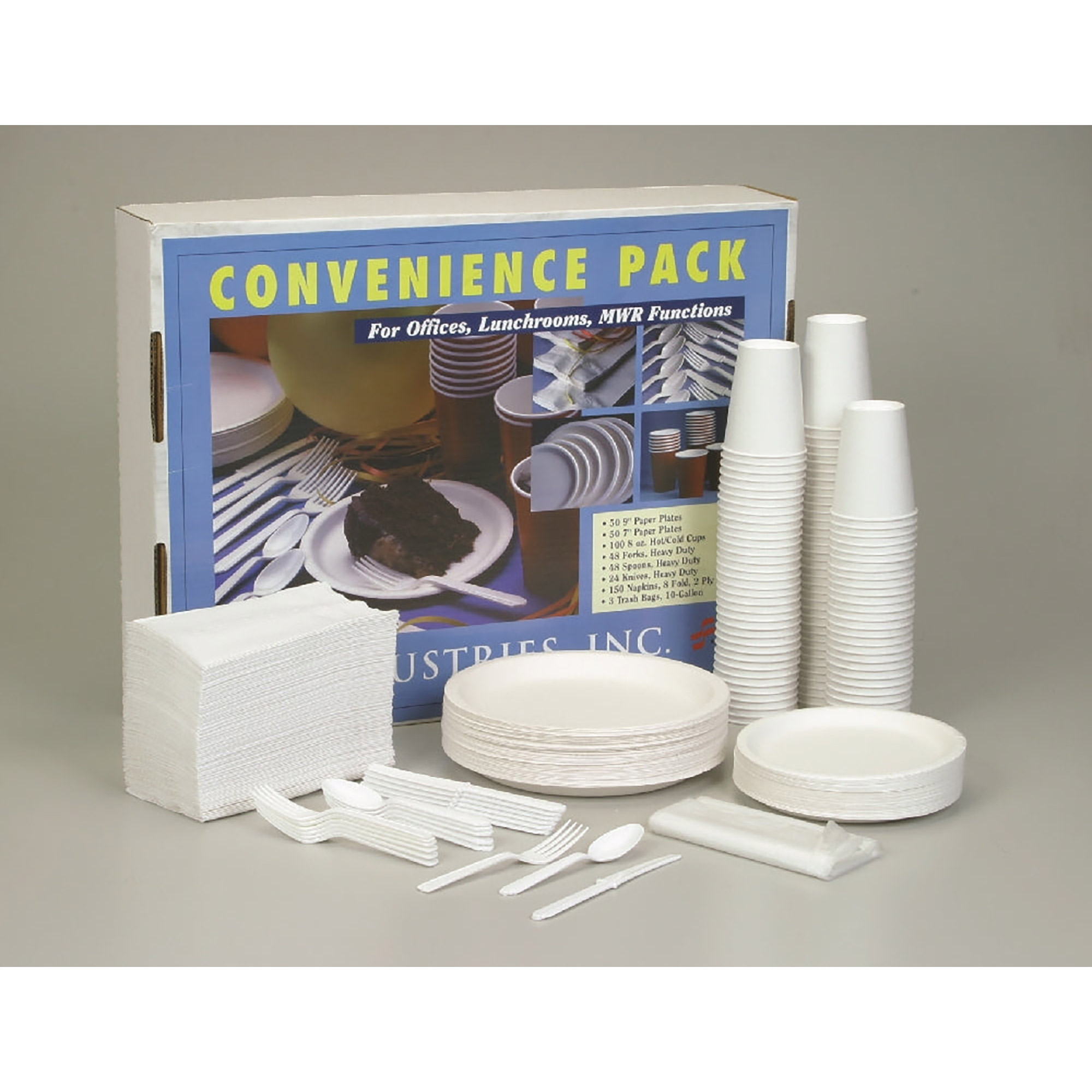 Dining Pack, Disposable, Plates, Cups, Trash Bags, Cutlery, Napkins, Salt, Pepper, Sugar - Each