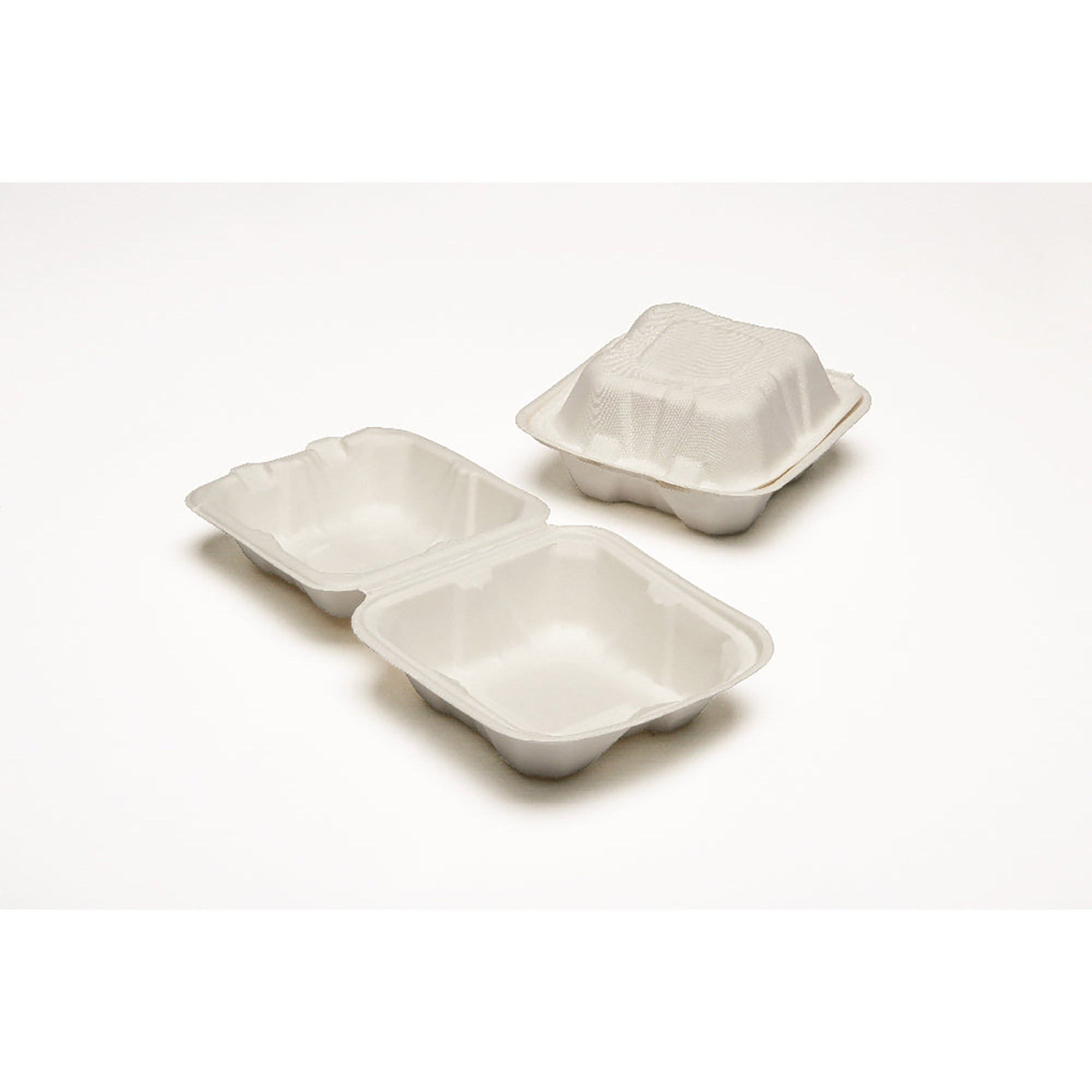 Hinged Lid Tray, Mess, White, 6" x 6" x 3" - 400/BX