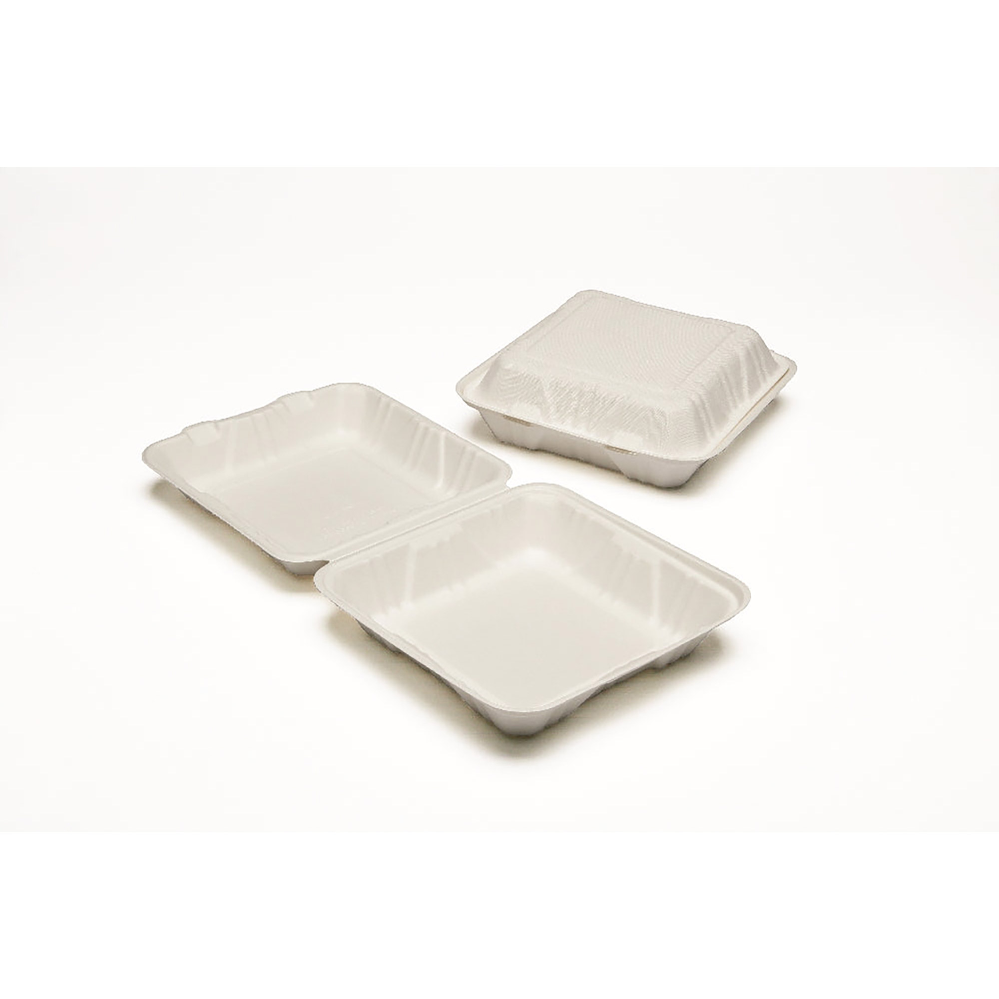 Hinged Lid Tray, Mess, White, 9" x 9" x 3" - 200/BX