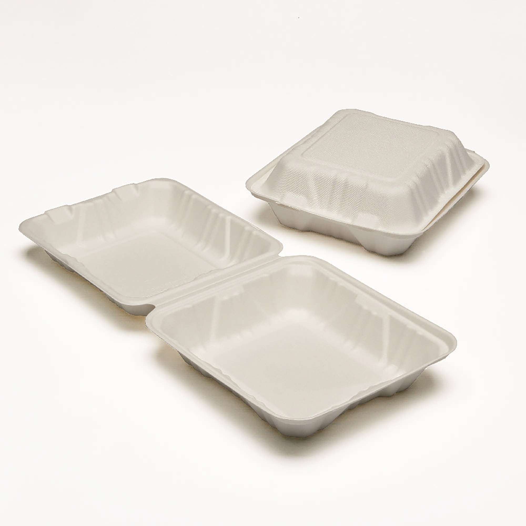 Hinged Lid Tray, Mess, White, 8" x 8" x 3" - 200/BX